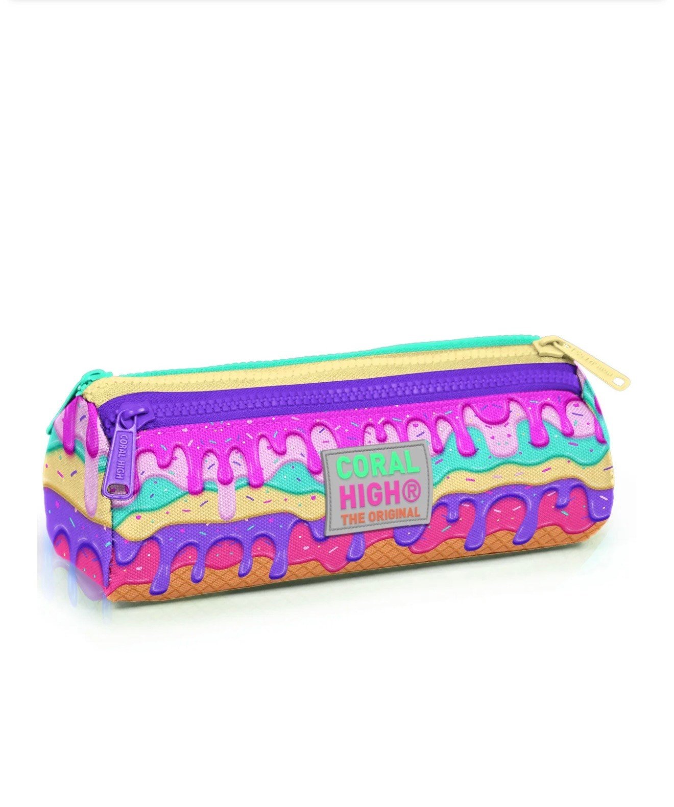 Coral High Kids Pembe Rengarenk Dondurma Desenli 3'lü Okul Çanta Seti SET0123731