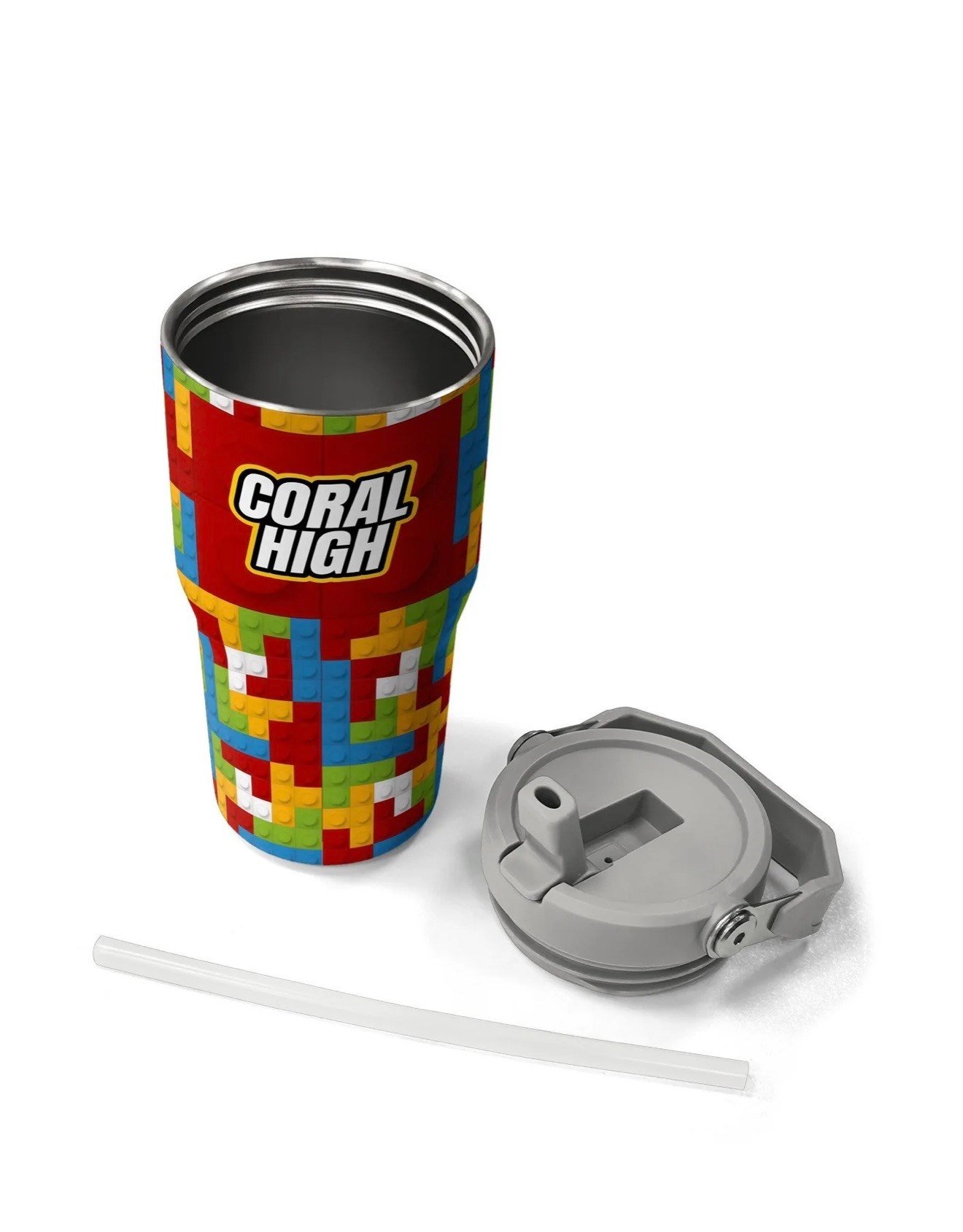 Coral High Lego Renkli Blok Desenli Katlanır Ağızlıklı Çelik Termos 600 ml 38917