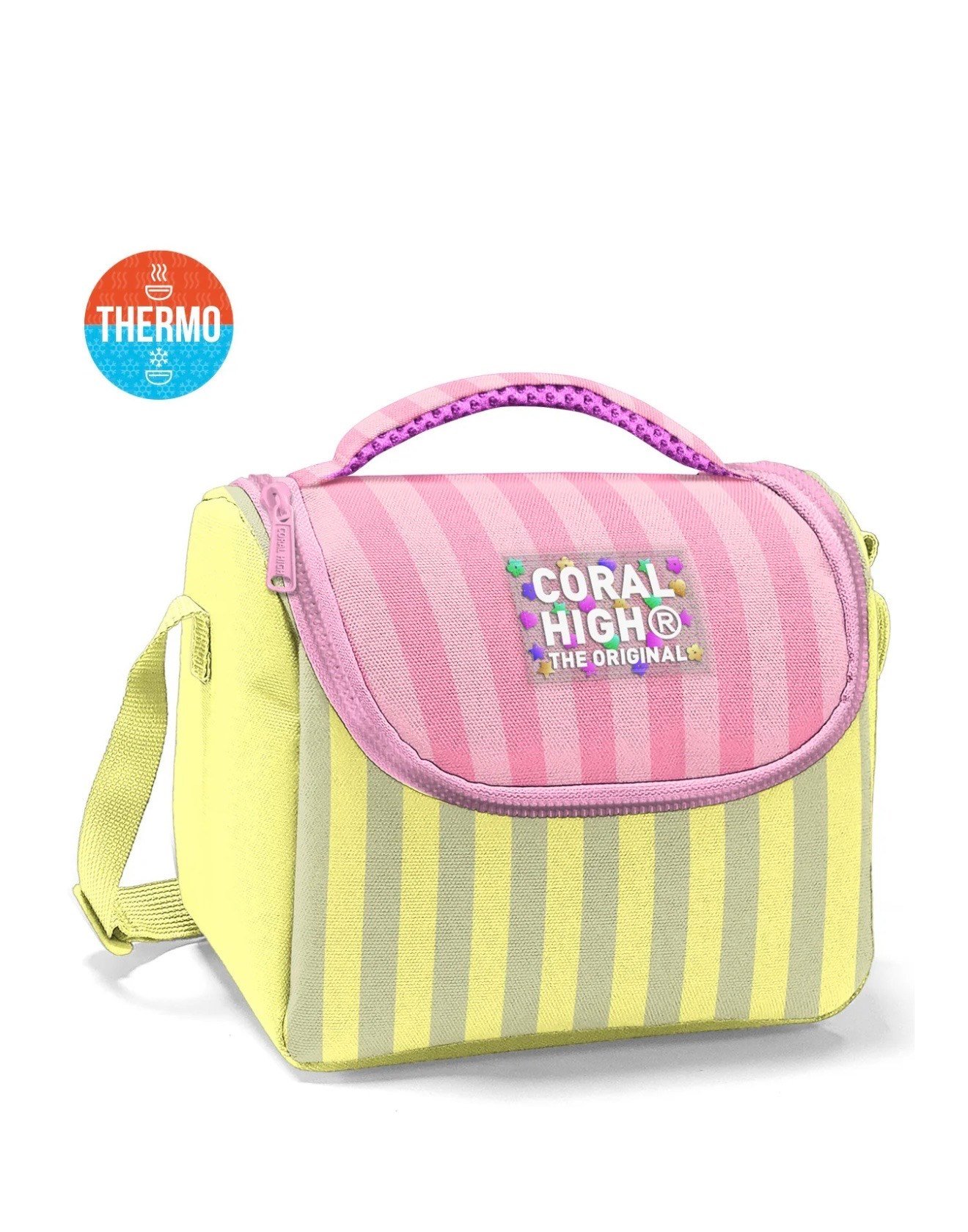 Coral High Pembe Sarı Çizgi Desenli 3'lü Okul Çanta Seti SET0133223