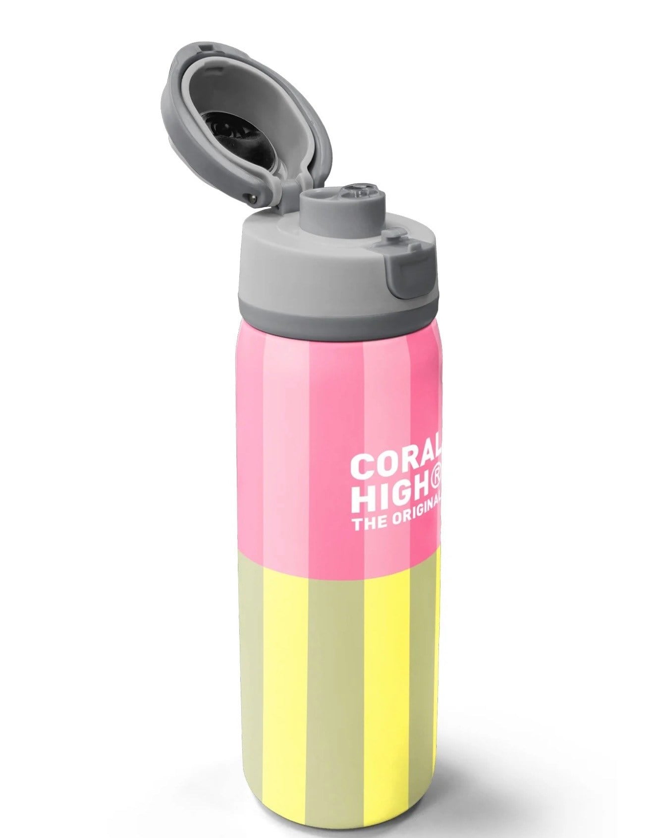Coral High Pembe Sarı Çizgi Desenli Pipetli ve Direkt İçim Çelik Termos 800 ml 38501