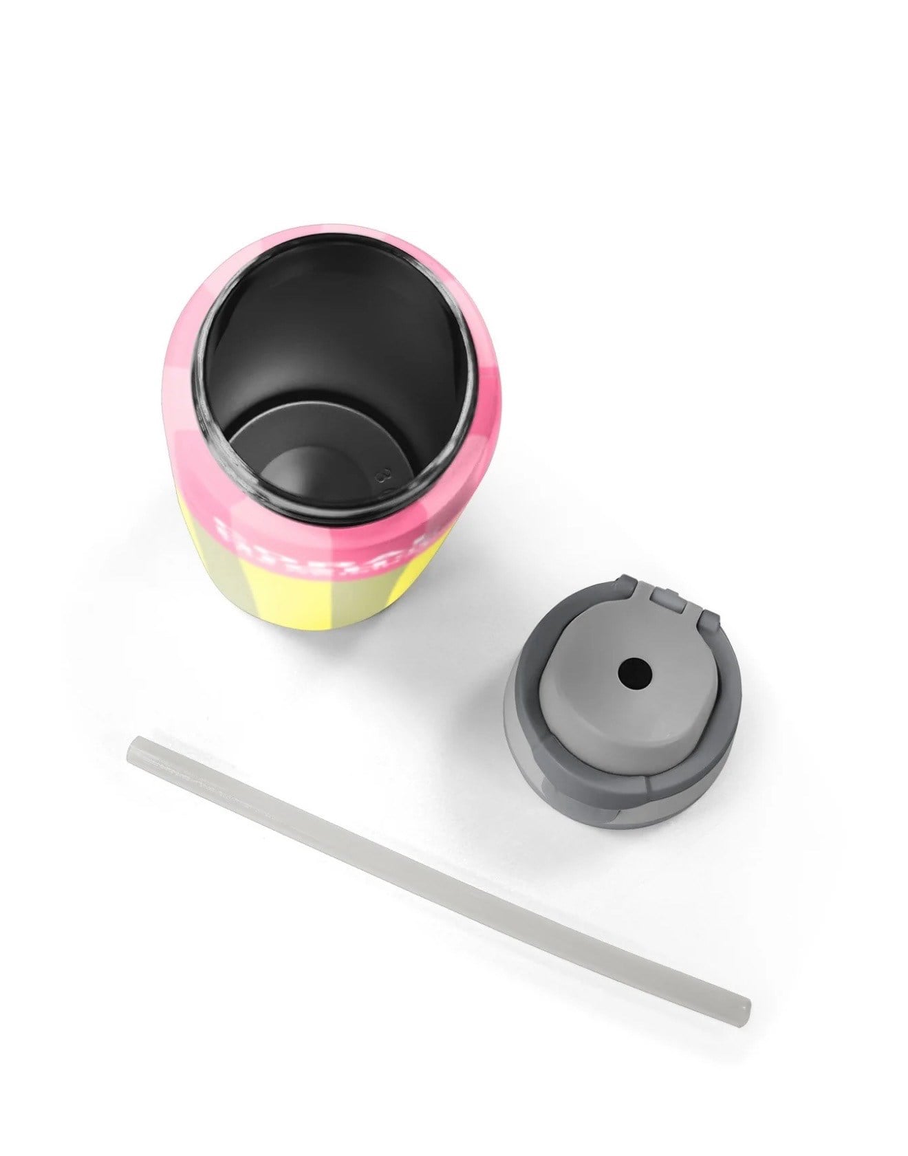 Coral High Pembe Sarı Çizgi Desenli Pipetli ve Direkt İçim Çelik Termos 800 ml 38501