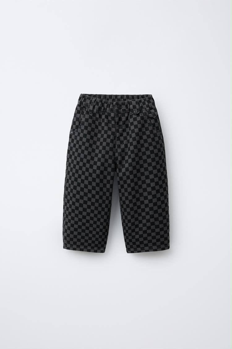 Damalı Unisex Balon Pantolon - Siyah Gri