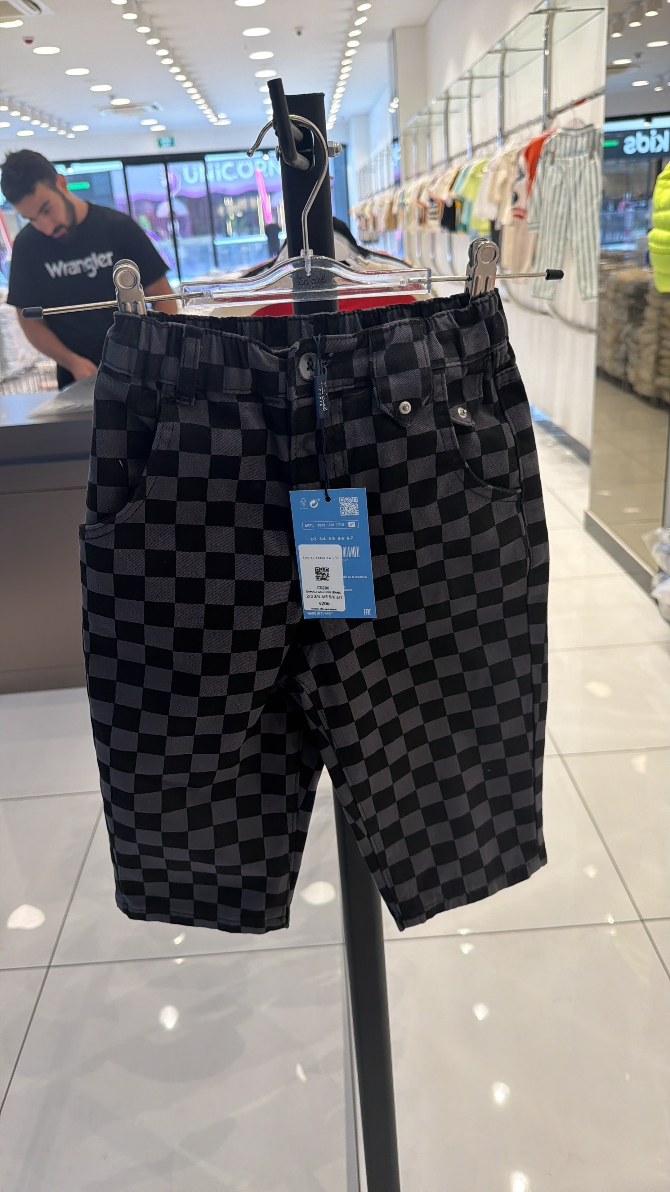 Damalı Unisex Balon Pantolon - Siyah Gri