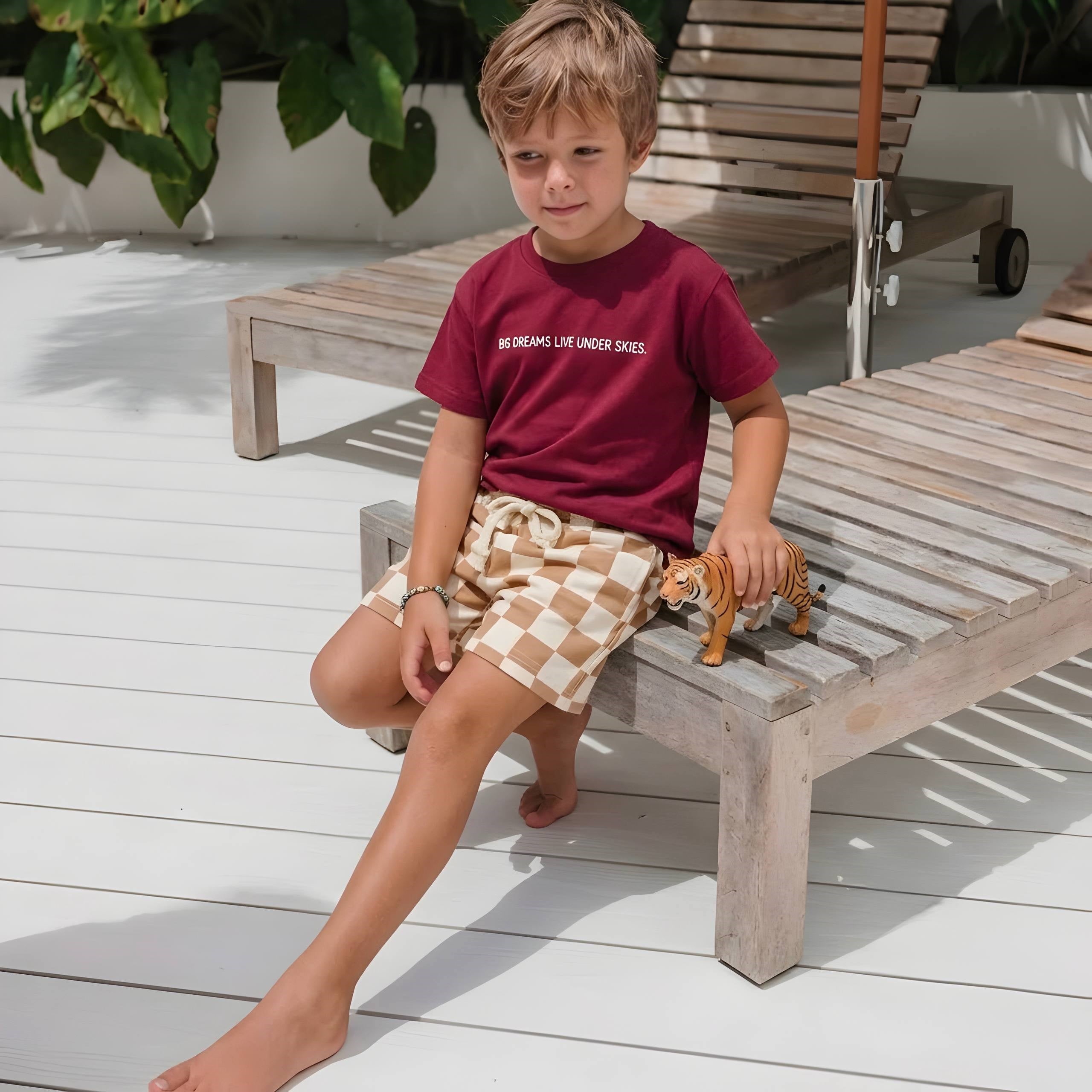 Damalı Unisex İkili Takım - Mürdüm