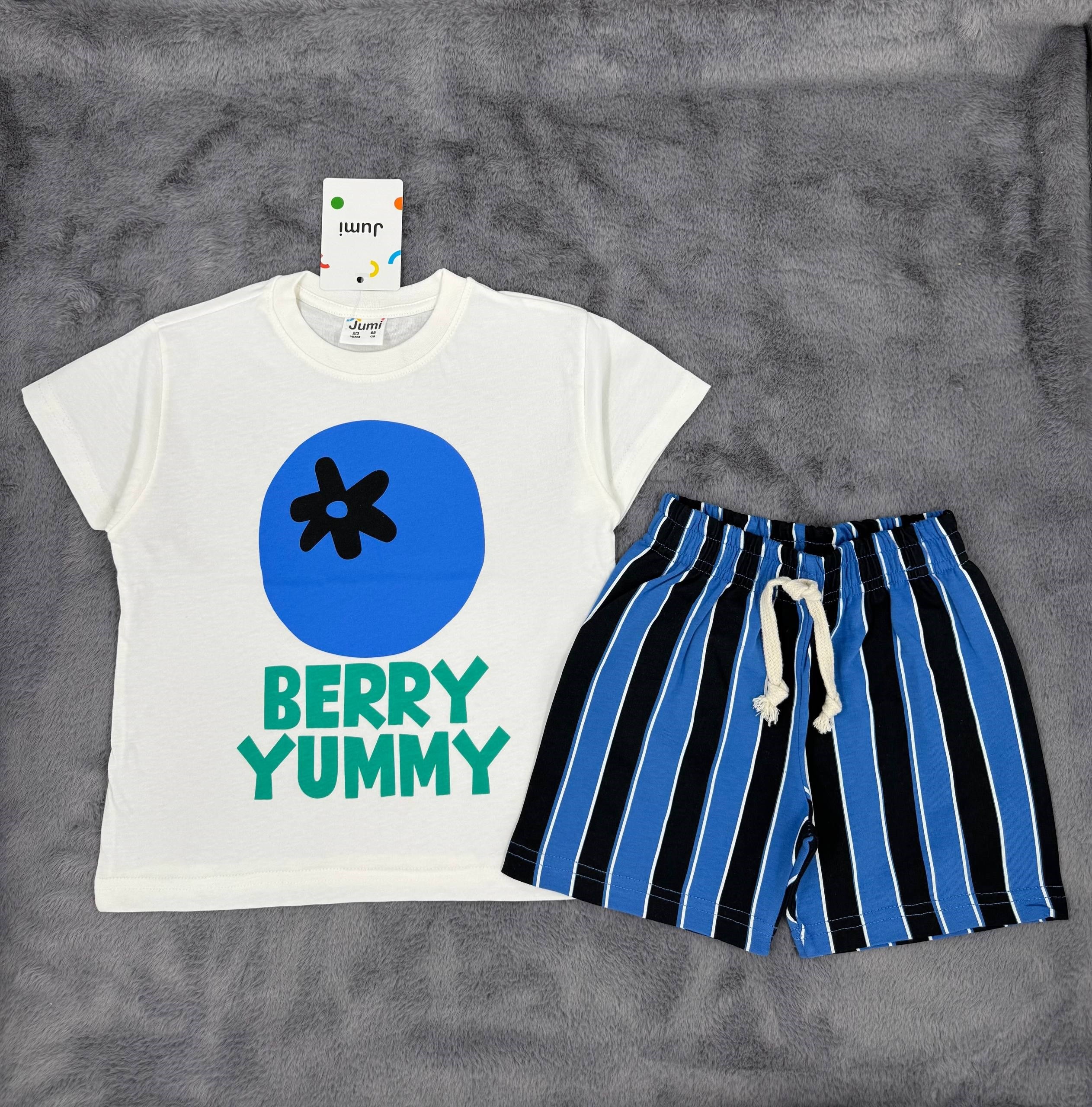 Desenli Unisex İkili Takım - Mavi Siyah