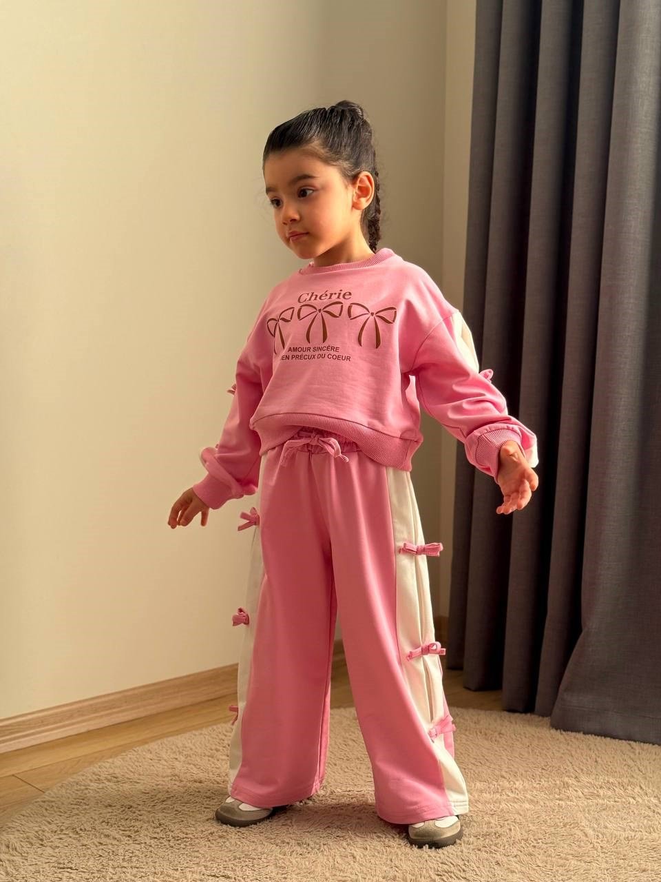 Fiyonklu Eşofman İkili Takım - Pembe