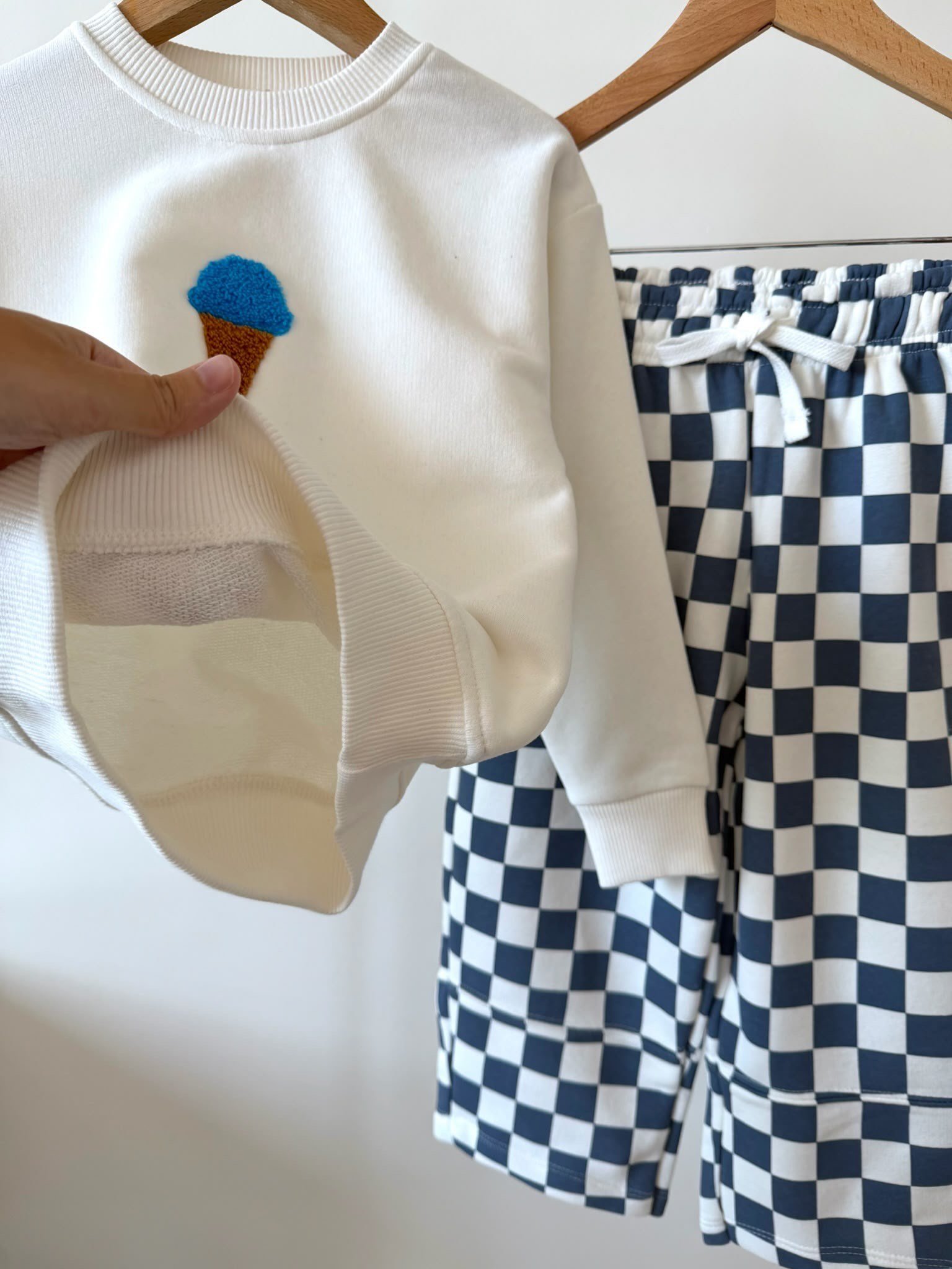 Ice Cream Dama Unisex Çocuk Takım - Mavi Beyaz