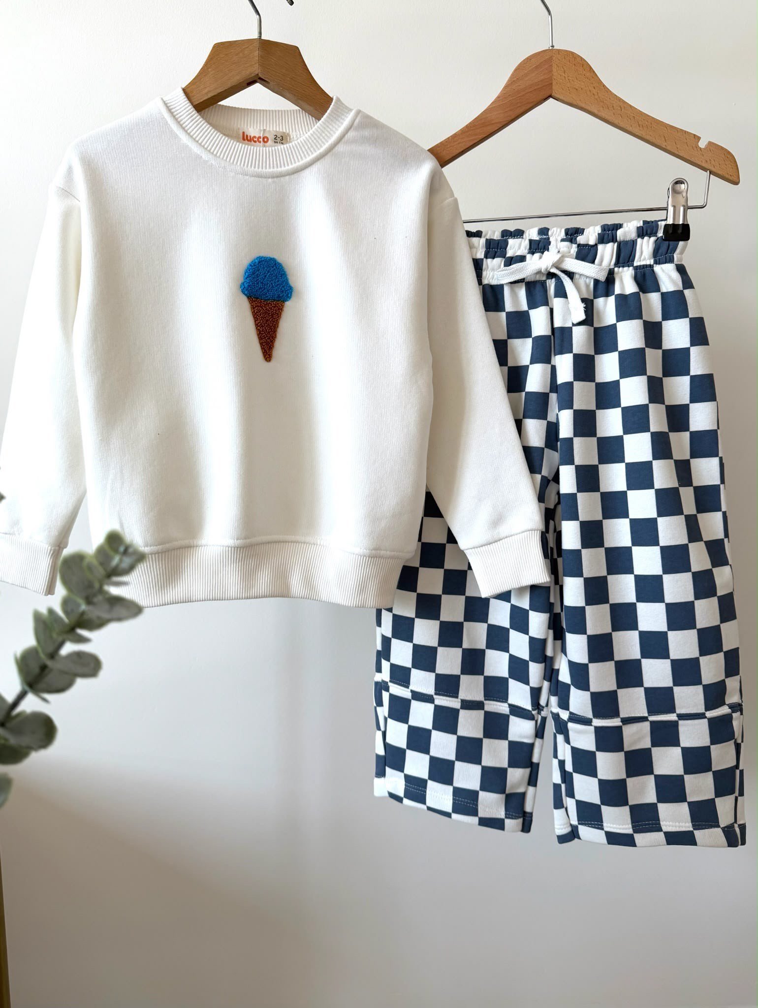Ice Cream Dama Unisex Çocuk Takım - Mavi Beyaz