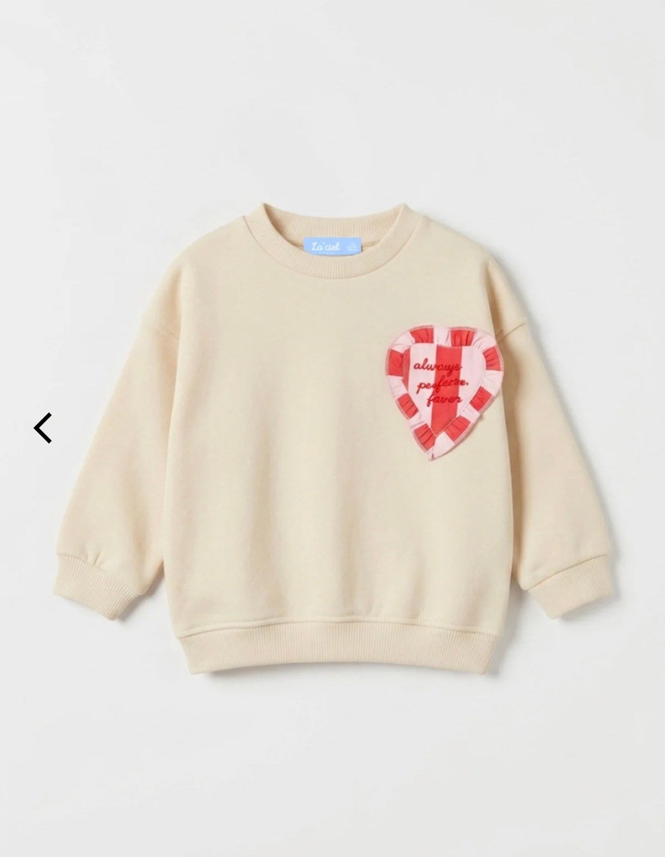 Kalp Detaylı Ekru Kız Çocuk Sweatshirt