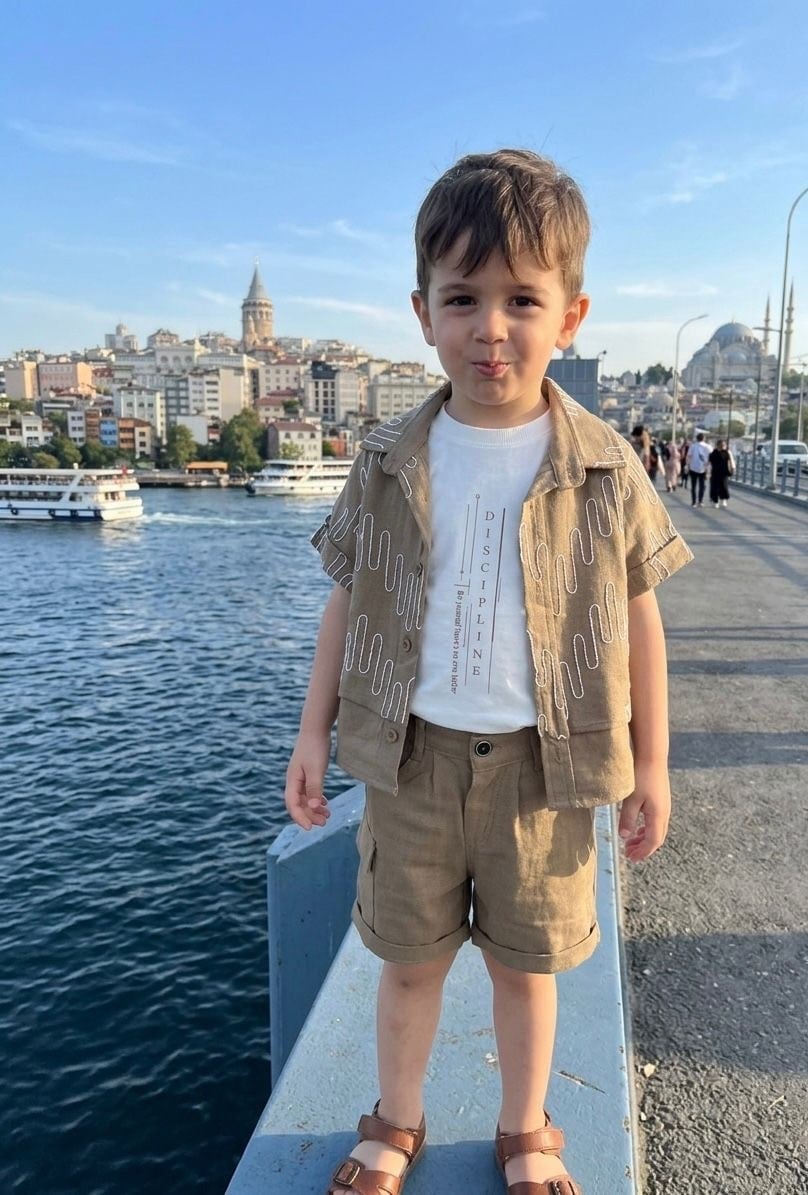 Kordon İşlemeli 3'lü Set - Haki