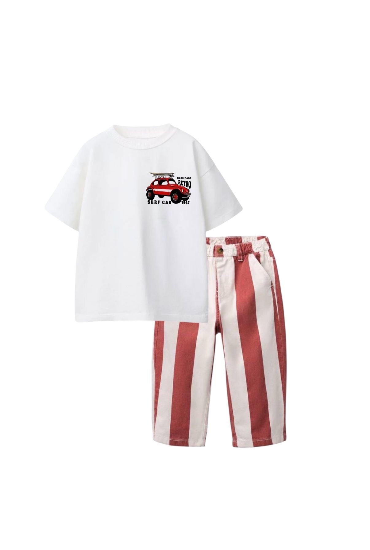 L'aciel Paris Araba Baskılı Çizgili 2'li Takım