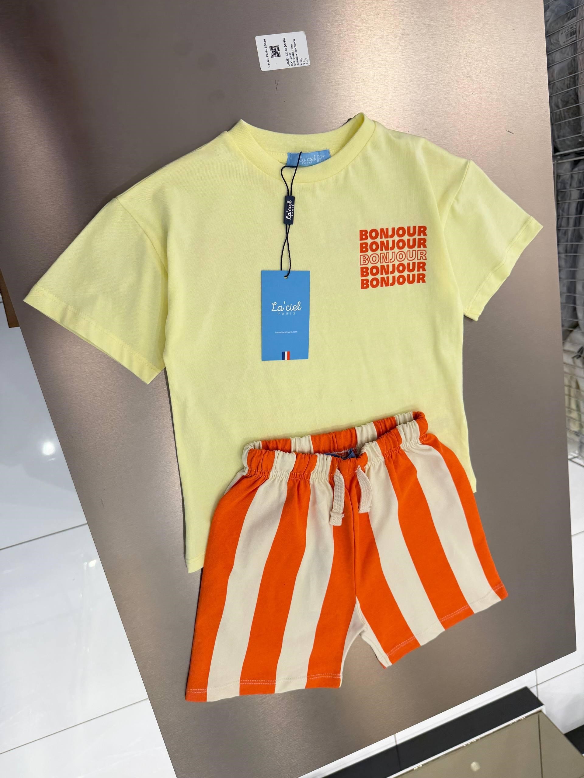 La'ciel Paris Çizgili  Unisex 2'li Takım - Turuncu