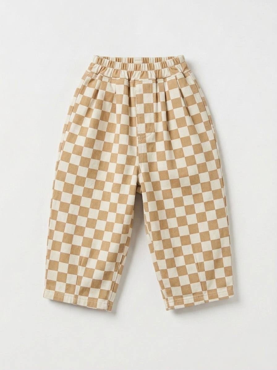 La'ciel Paris Damalı Unisex Balon Pantolon - Krem