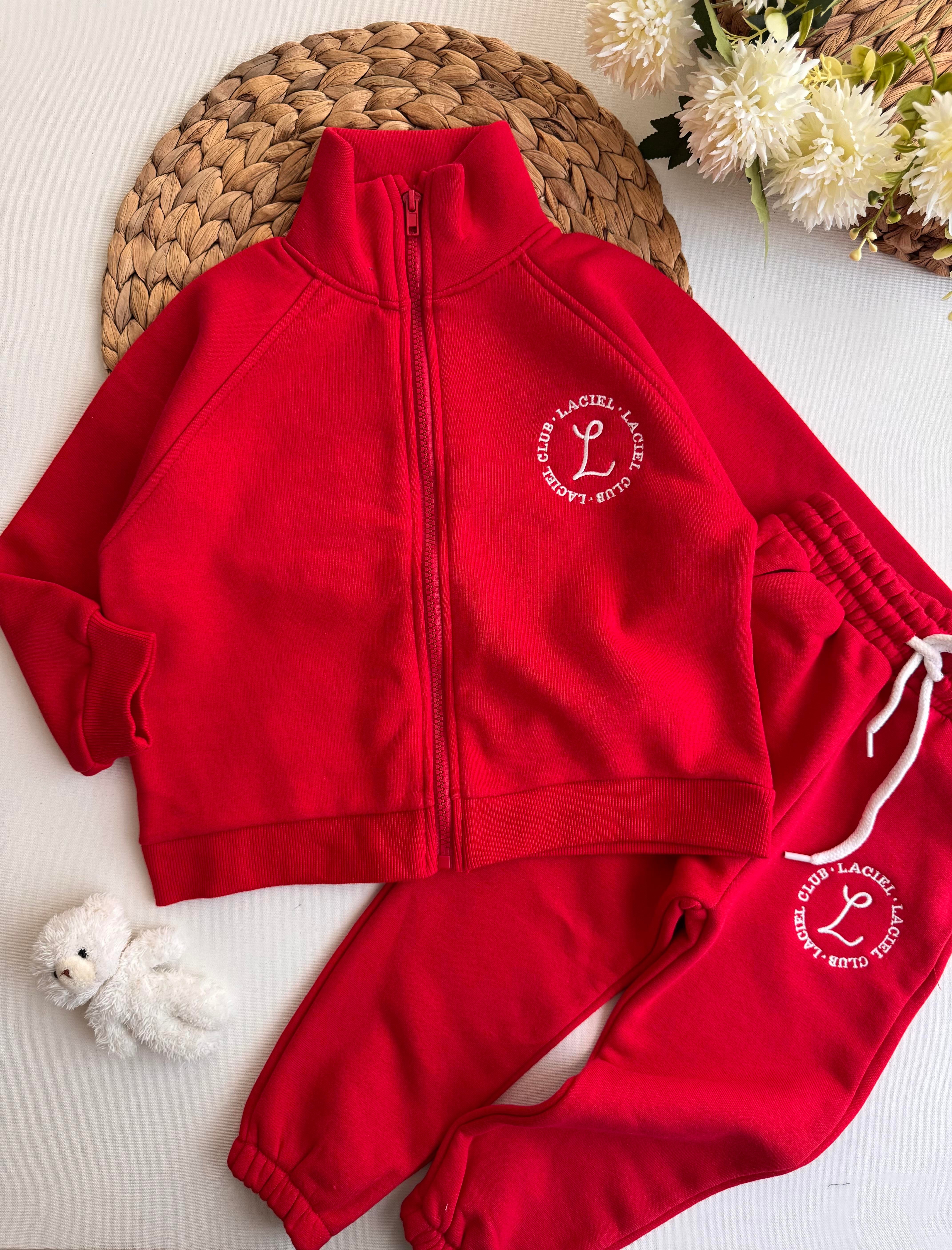 La'ciel Paris Fermuarlı Unisex Takım - Kırmızı