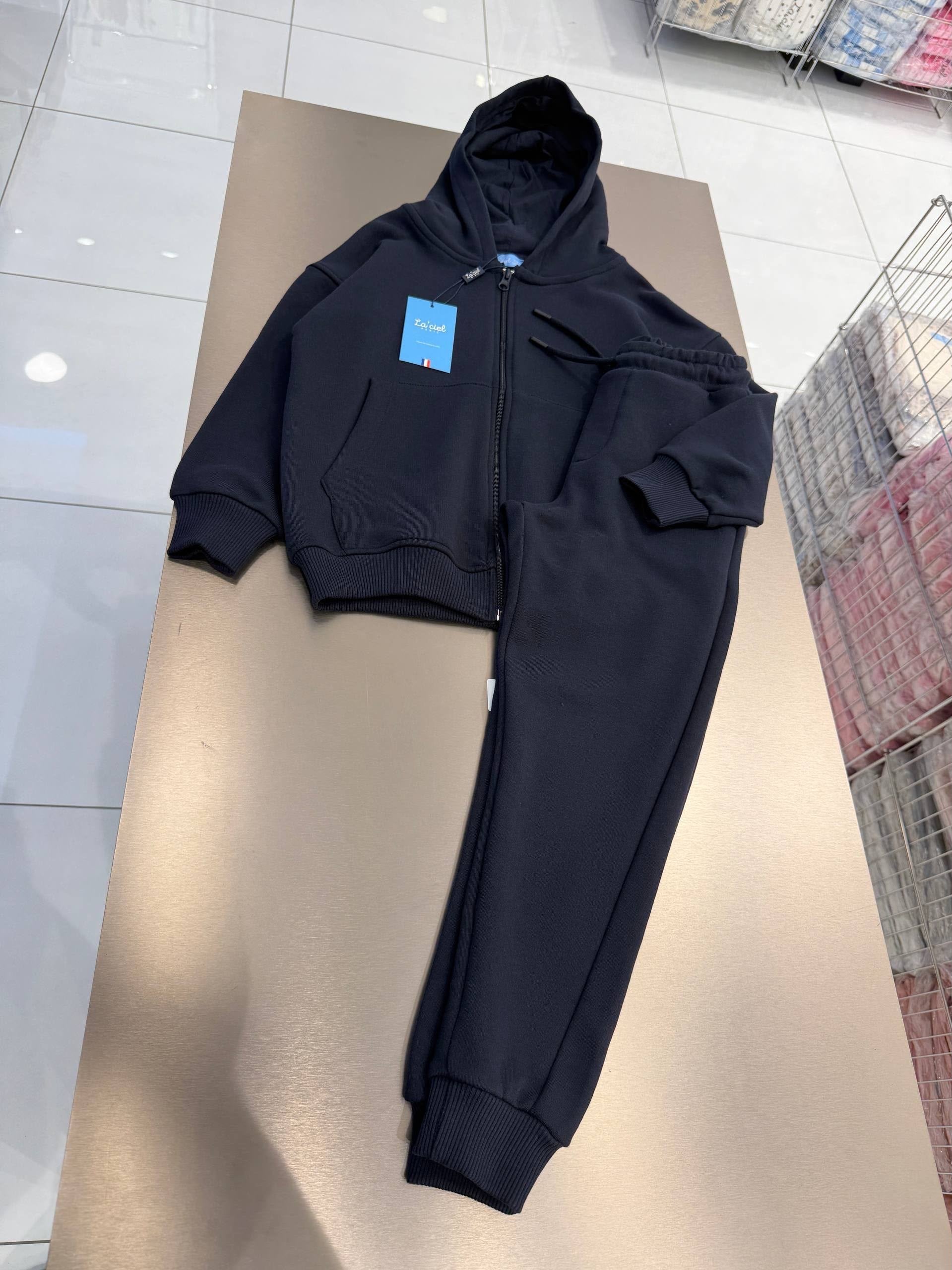 La'ciel Paris Unisex Kapişonlu Fermuarlı Okul Set Eşofman Takımı - Lacivert