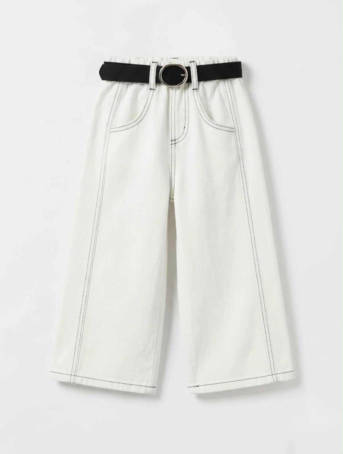 La'ciel Paris Wide Leg Pantolon Kemer Hediyeli - Kırık Beyaz