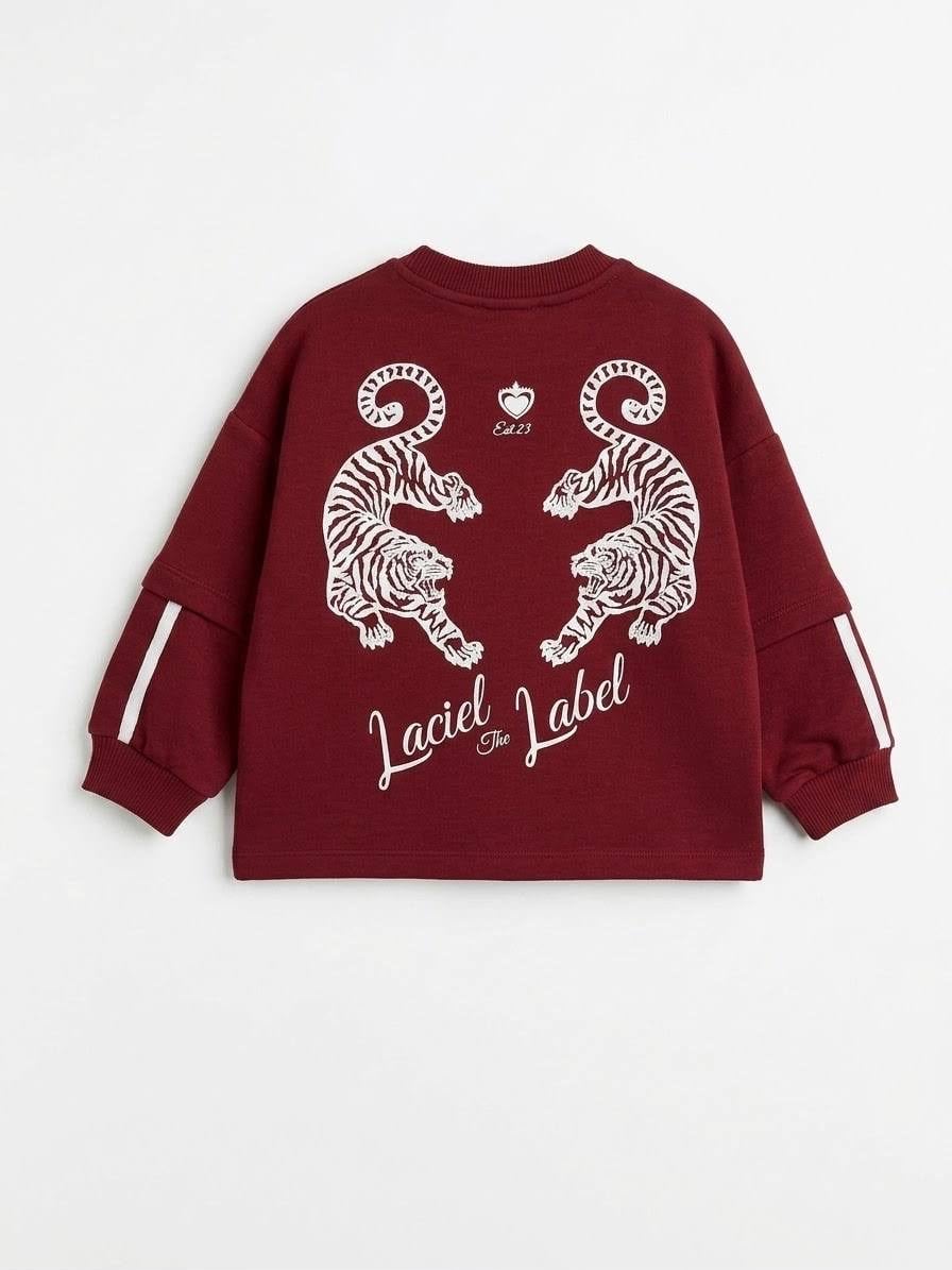Laciel Tiger Bordo Oversize Unisex Sweatshirt