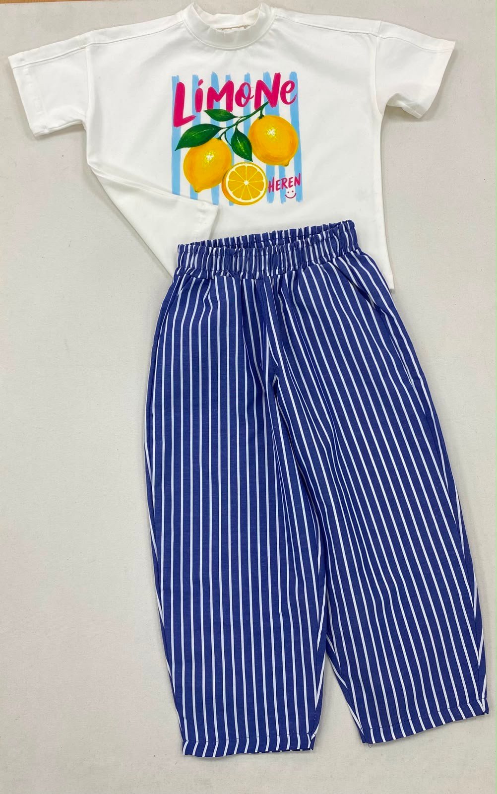 Lemon Baskılı Tshirt ve Pantolon 2'li Takım  - Mavi