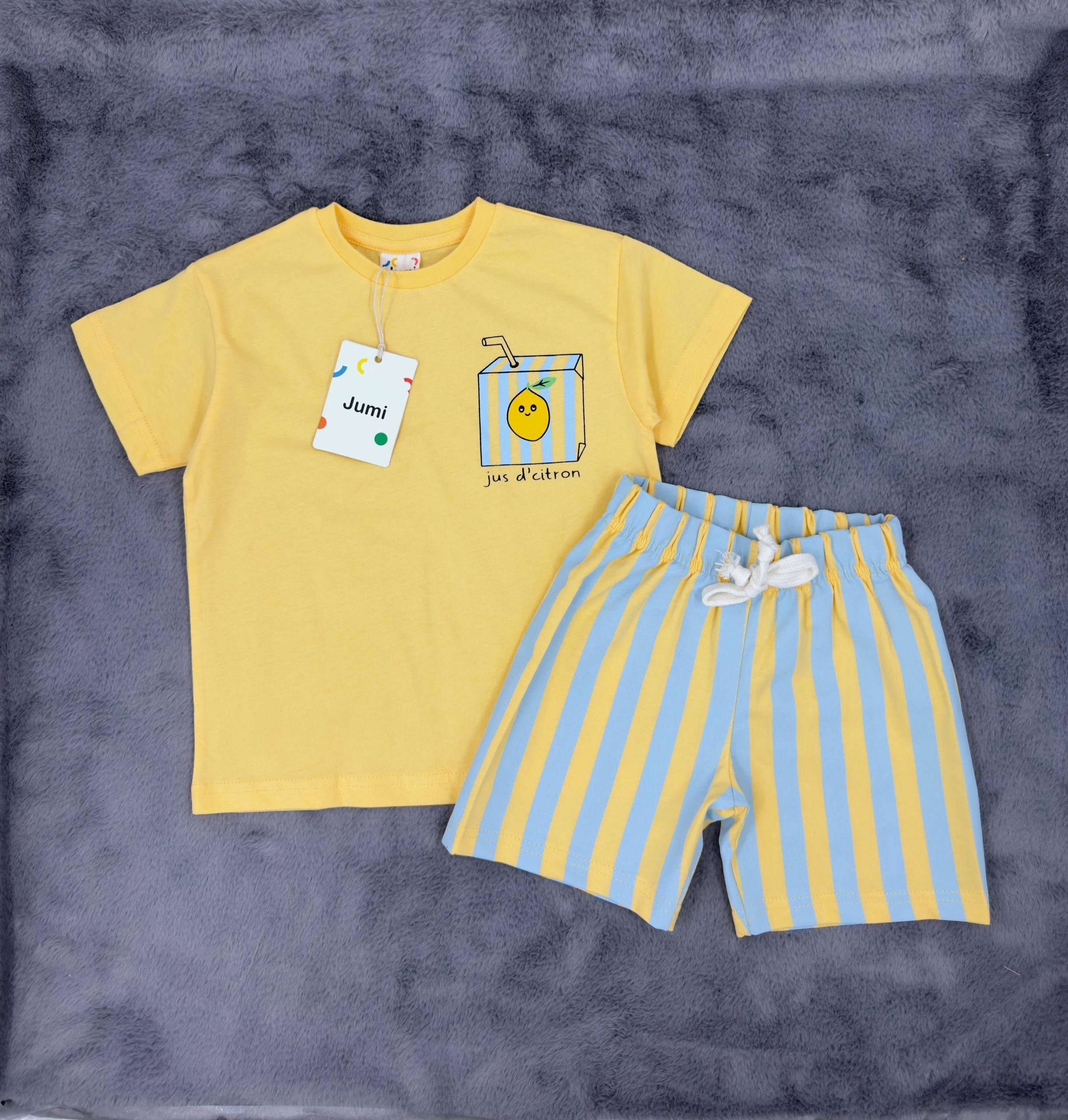 Lemon Unisex Çizgili 2'li Takım - Sarı