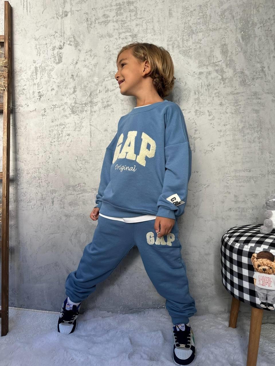 Logolu Unisex İkili Takım  - Mavi