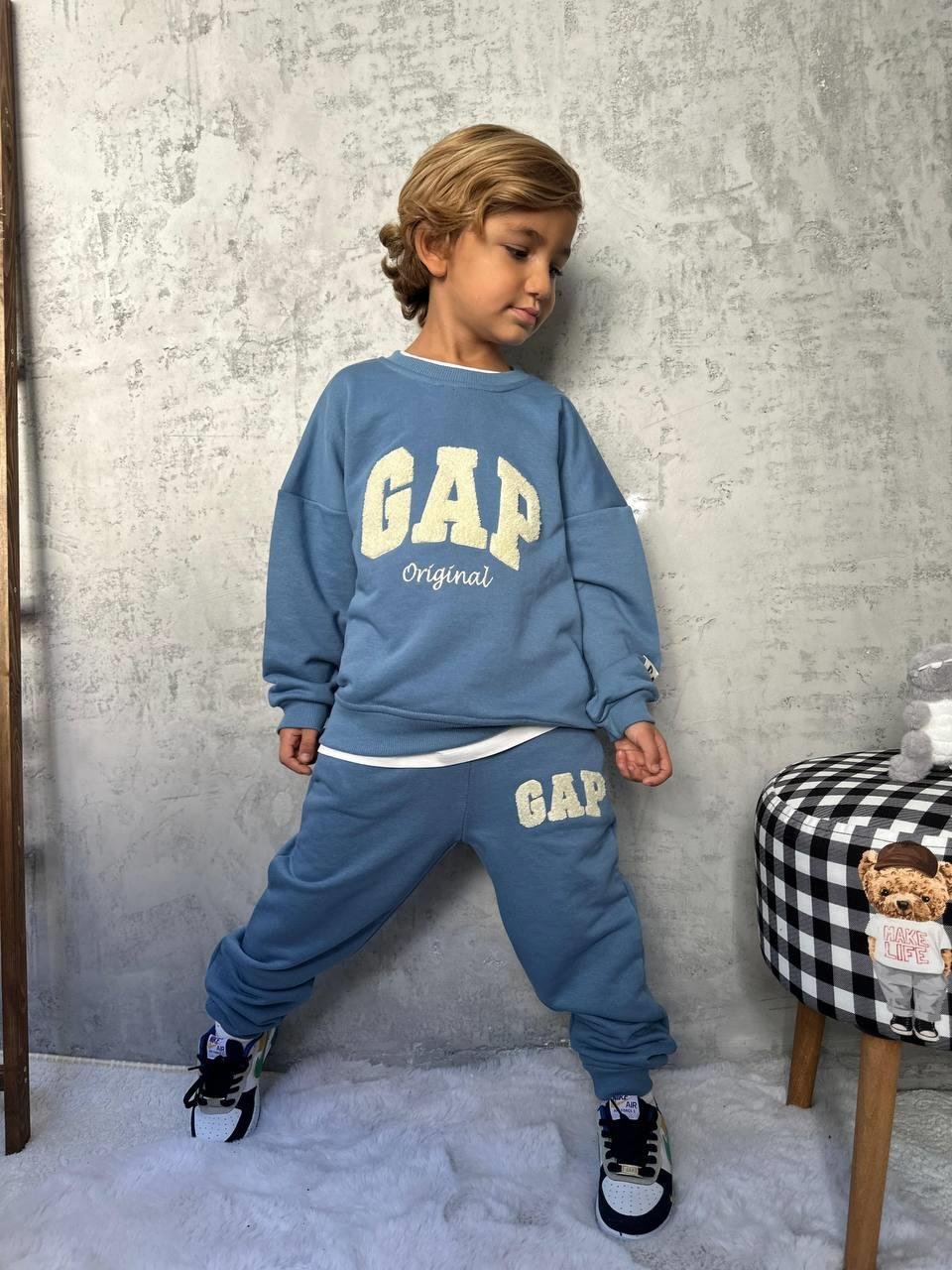 Logolu Unisex İkili Takım  - Mavi