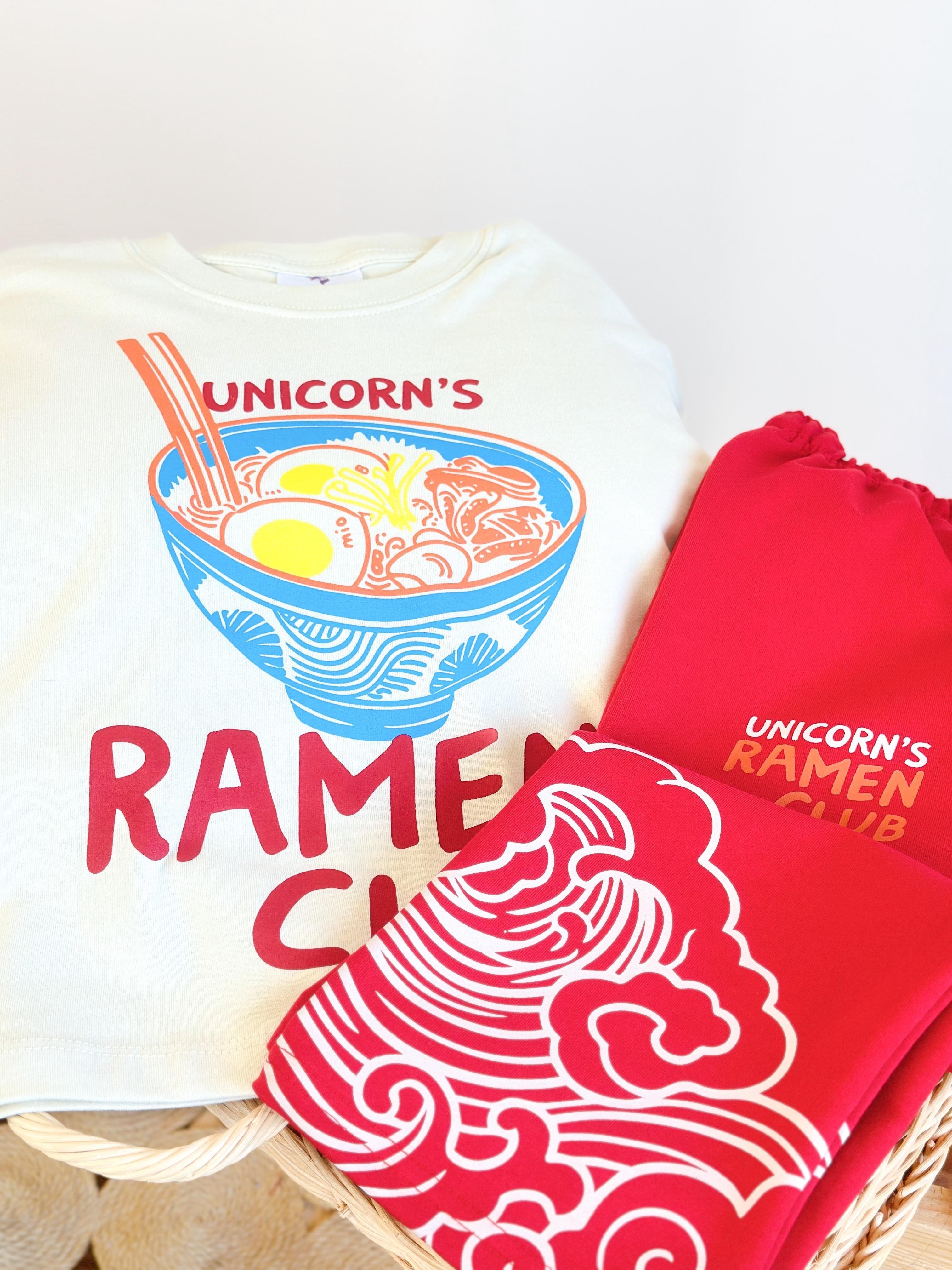 Ramen Clup Baskılı Unisex İkili Takım - Kırmızı