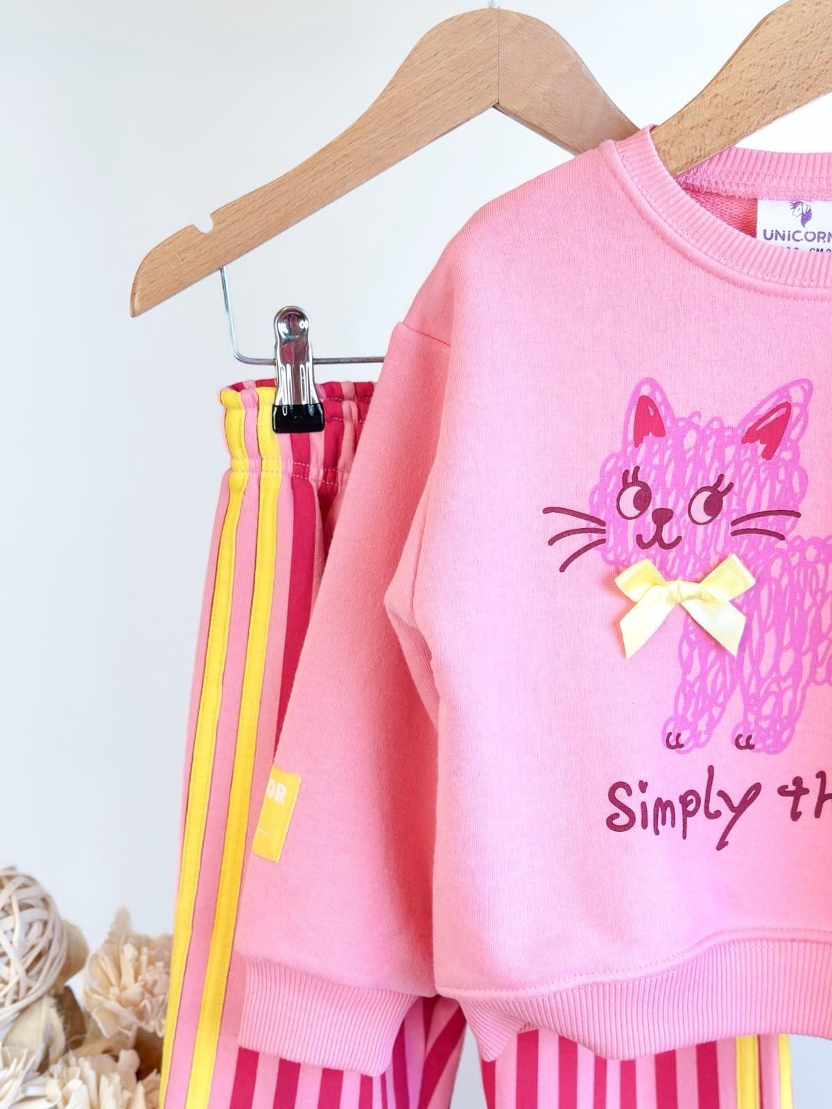 Sevimli Kedi 2'li Eşofman Takımı - Pembe