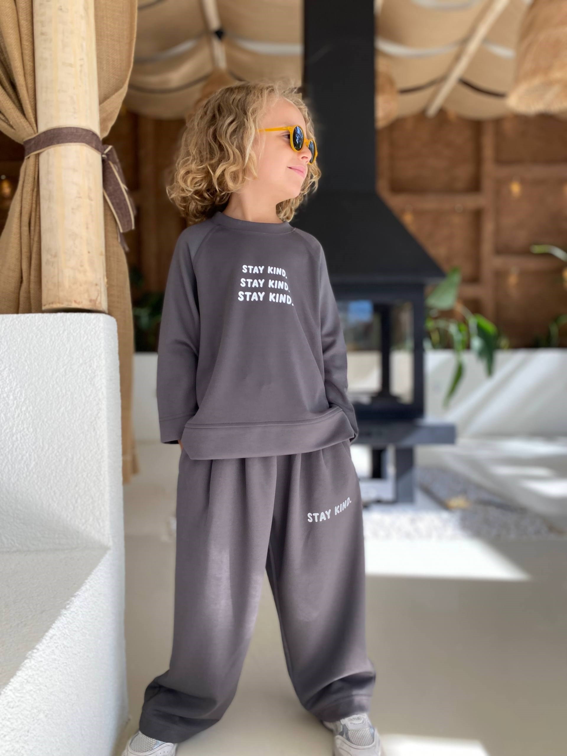 Stay Kind Yazılı Basic Unisex Takım - Gri