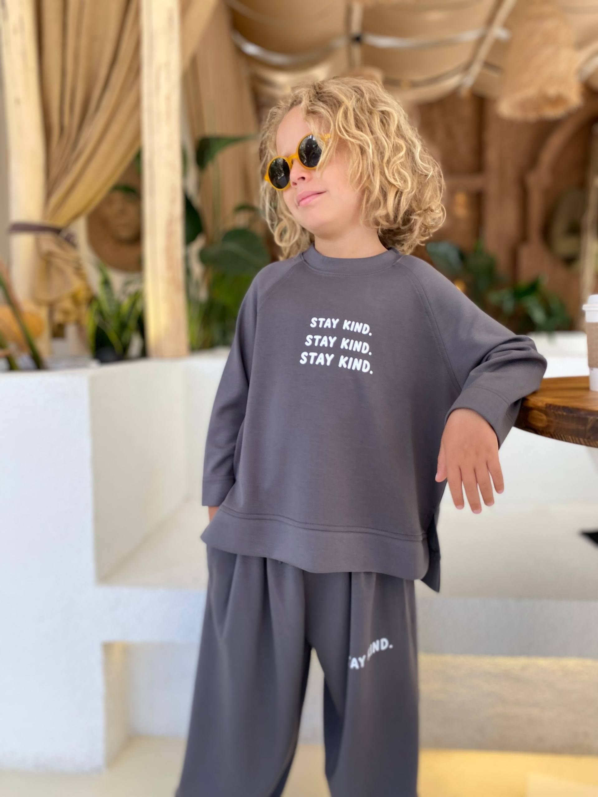 Stay Kind Yazılı Basic Unisex Takım - Gri