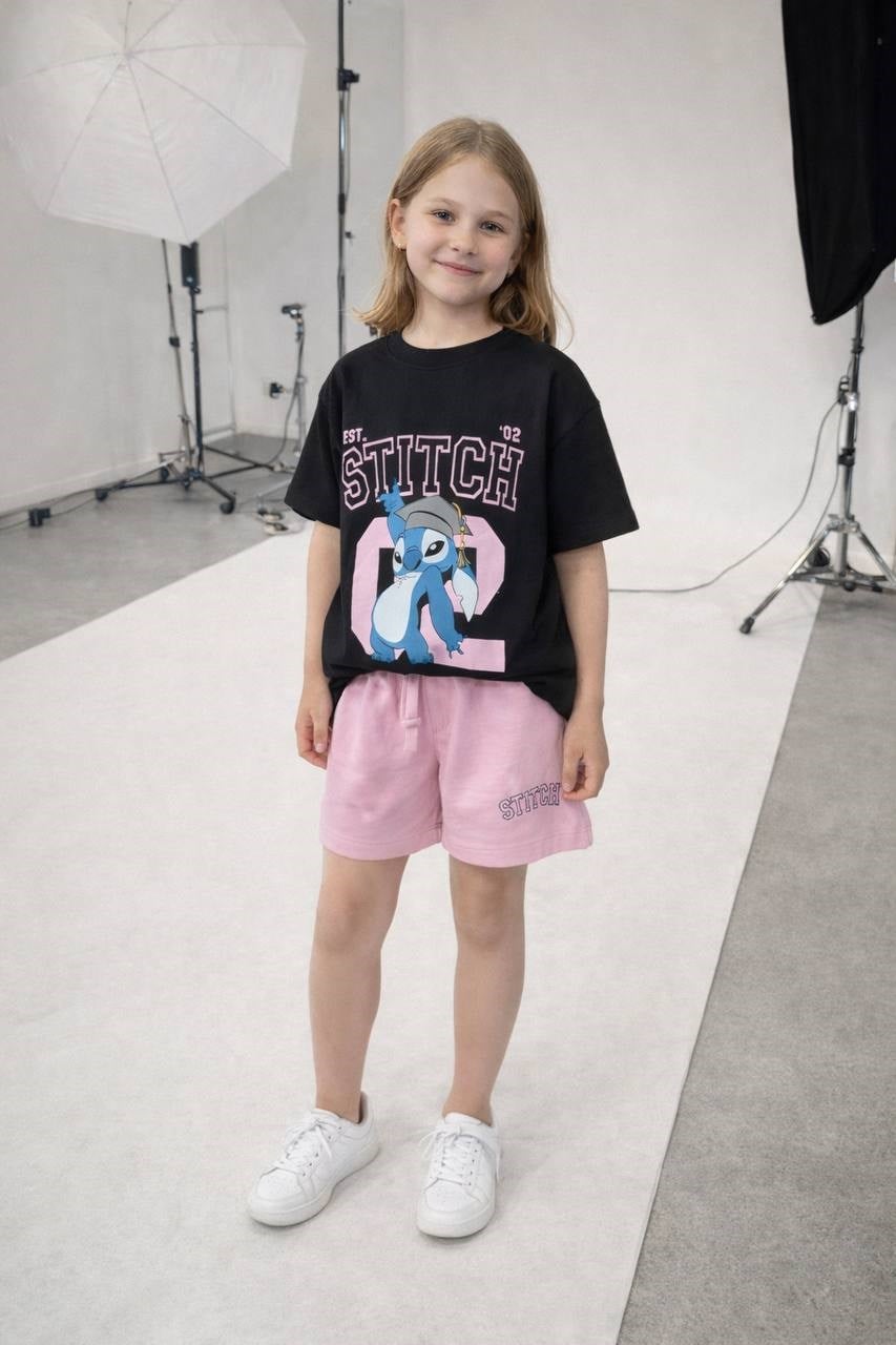 Stitch Baskılı İkili Takım - Pembe