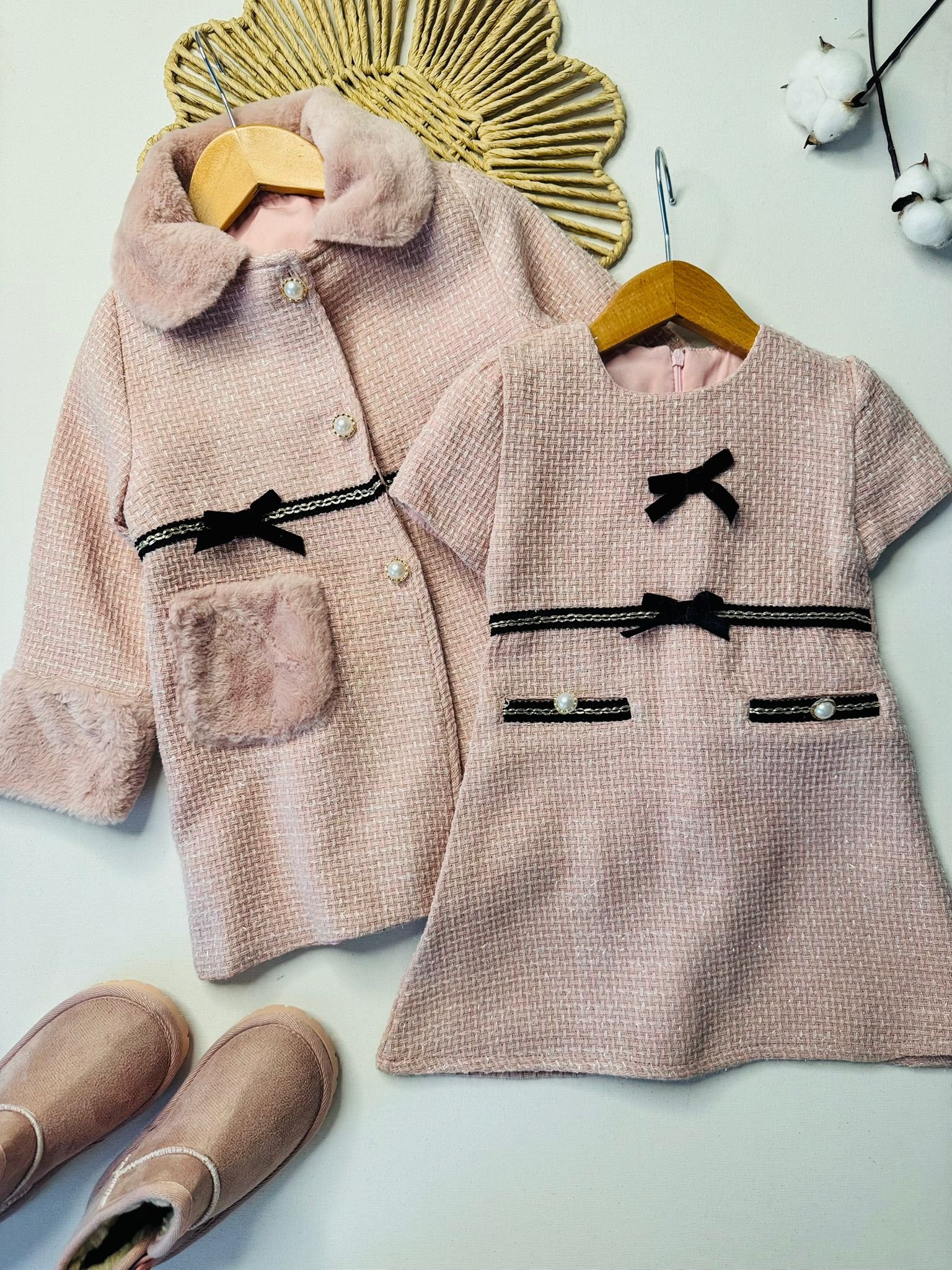 Tüvit Ceketli Elbise - Pembe