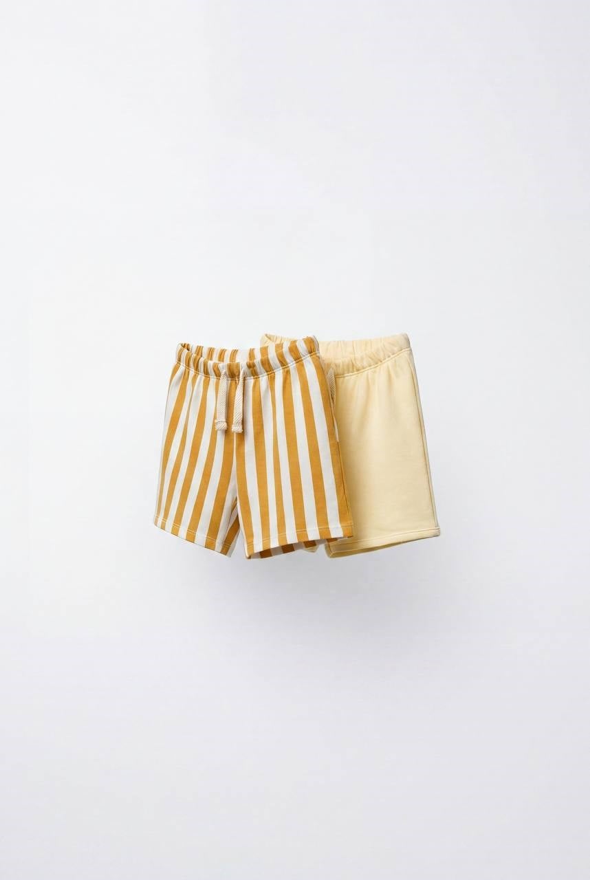 Unisex 2'li Penye Şort  - Sarı