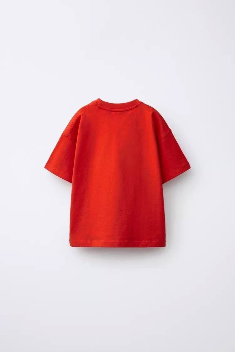 Unisex Desenli Tişört - Kırmızı