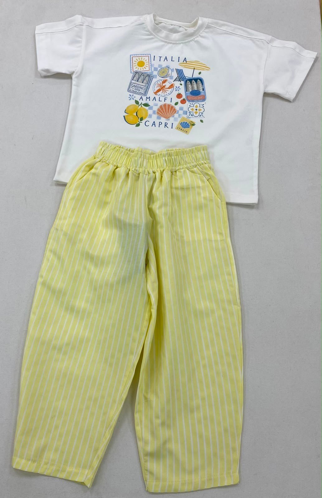 Unisex Oversize Tşhirt ve Pantolon 2'li Takım  - Sarı