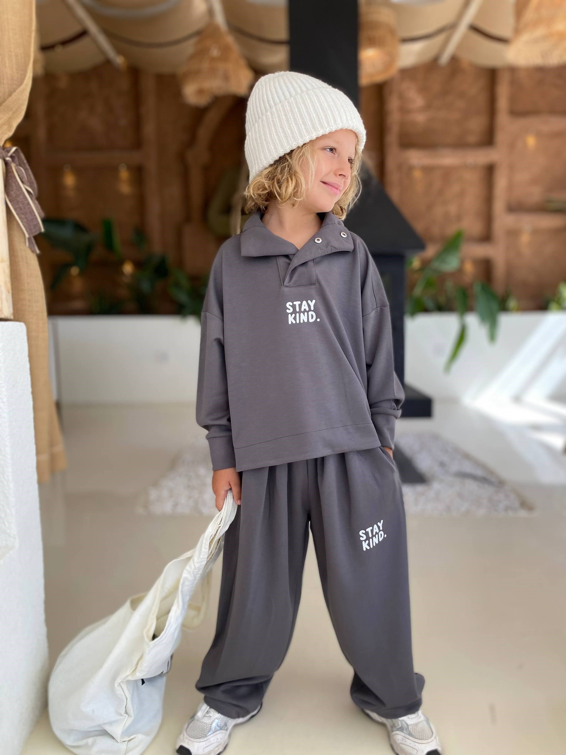 Unisex Stay Kind Oysho Kumaş 2'li Takım - Gri