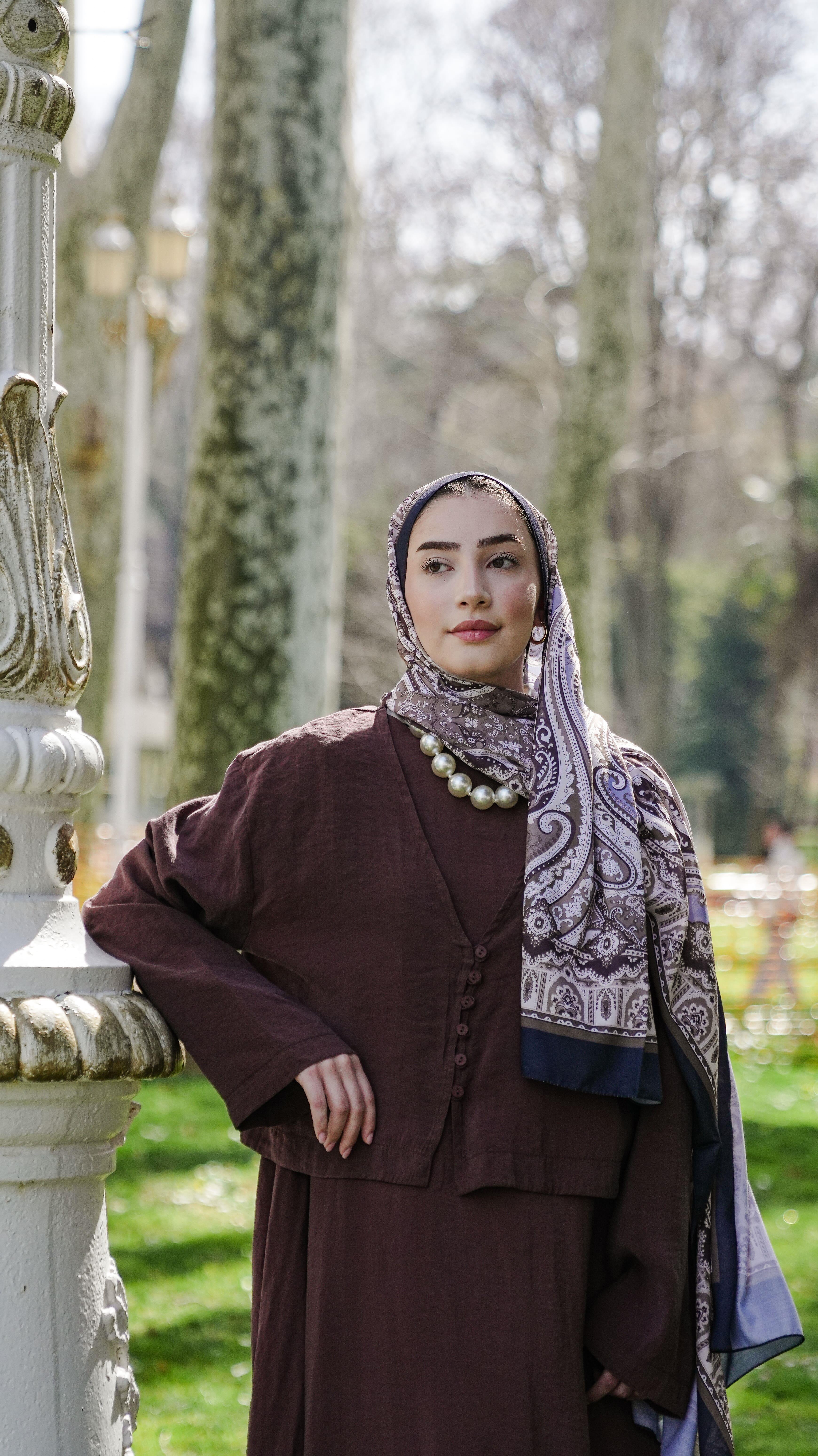 Elara Etnik Desen Soft Şal Krem