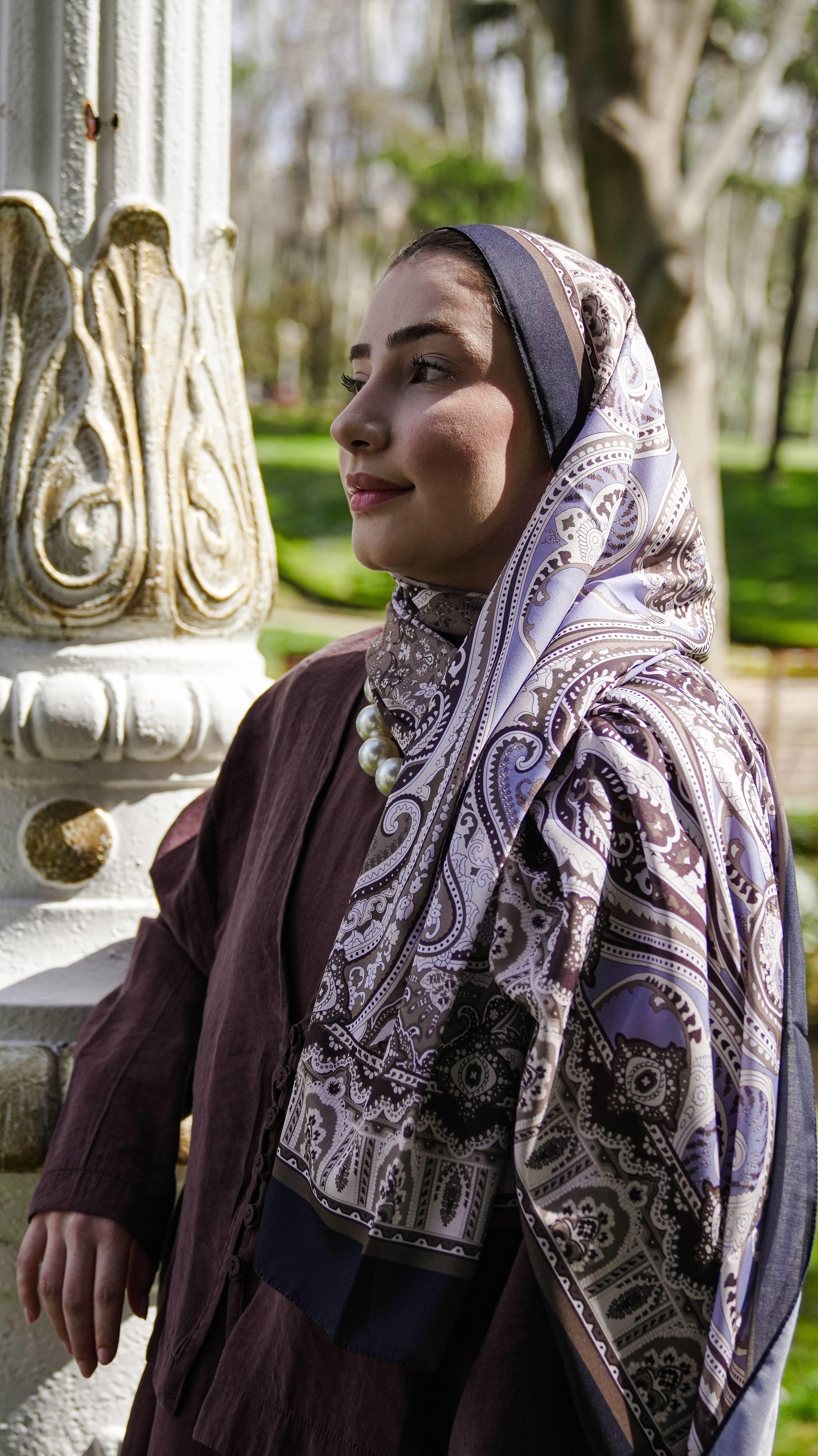 Elara Etnik Desen Soft Şal Krem