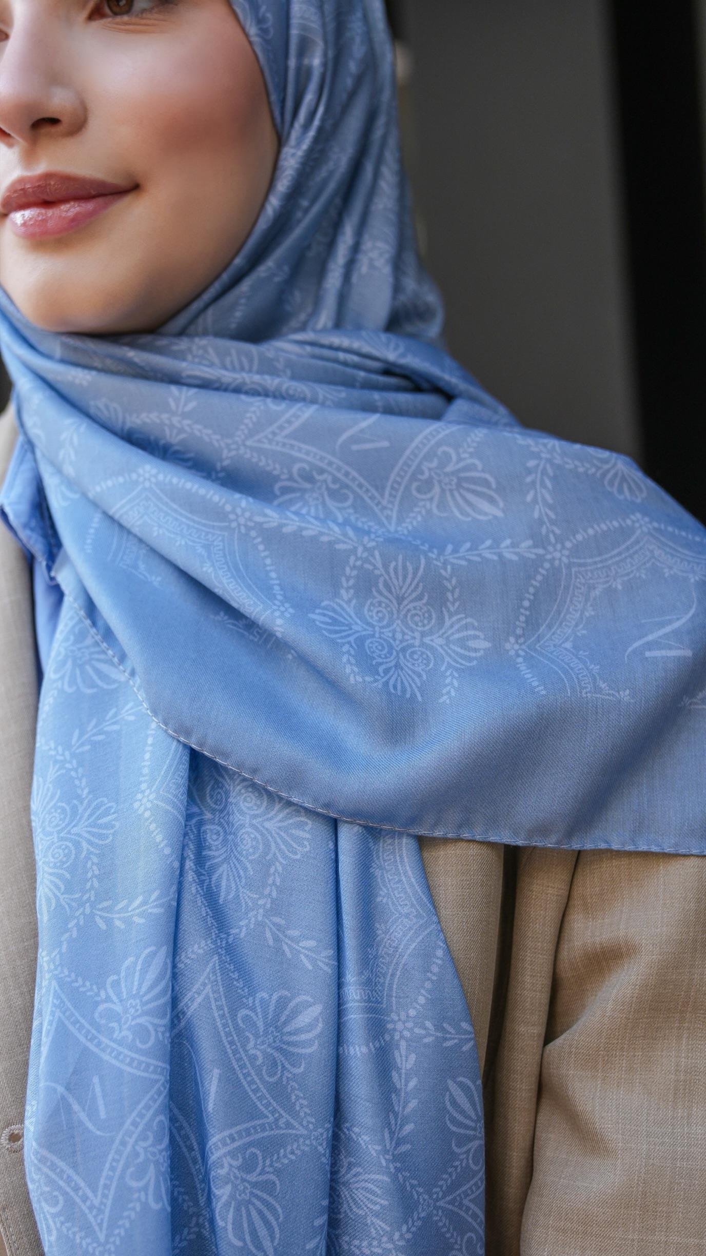 Yasera Desen Soft Şal Pastel Mavi