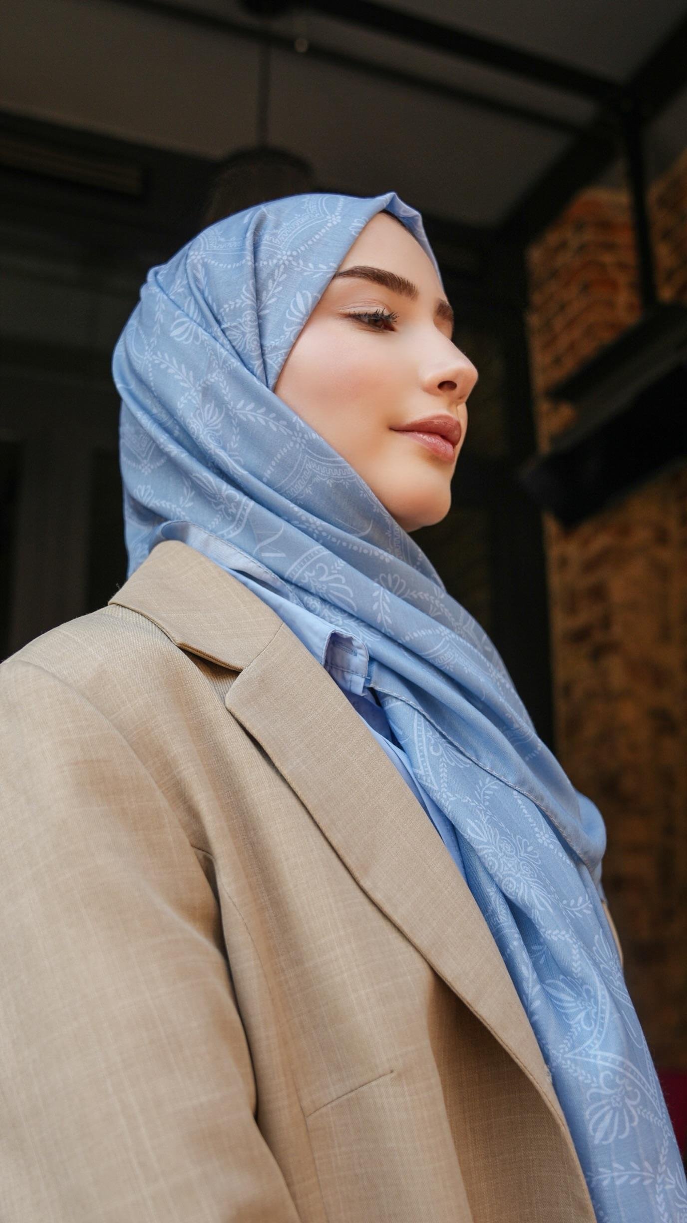 Yasera Desen Soft Şal Pastel Mavi
