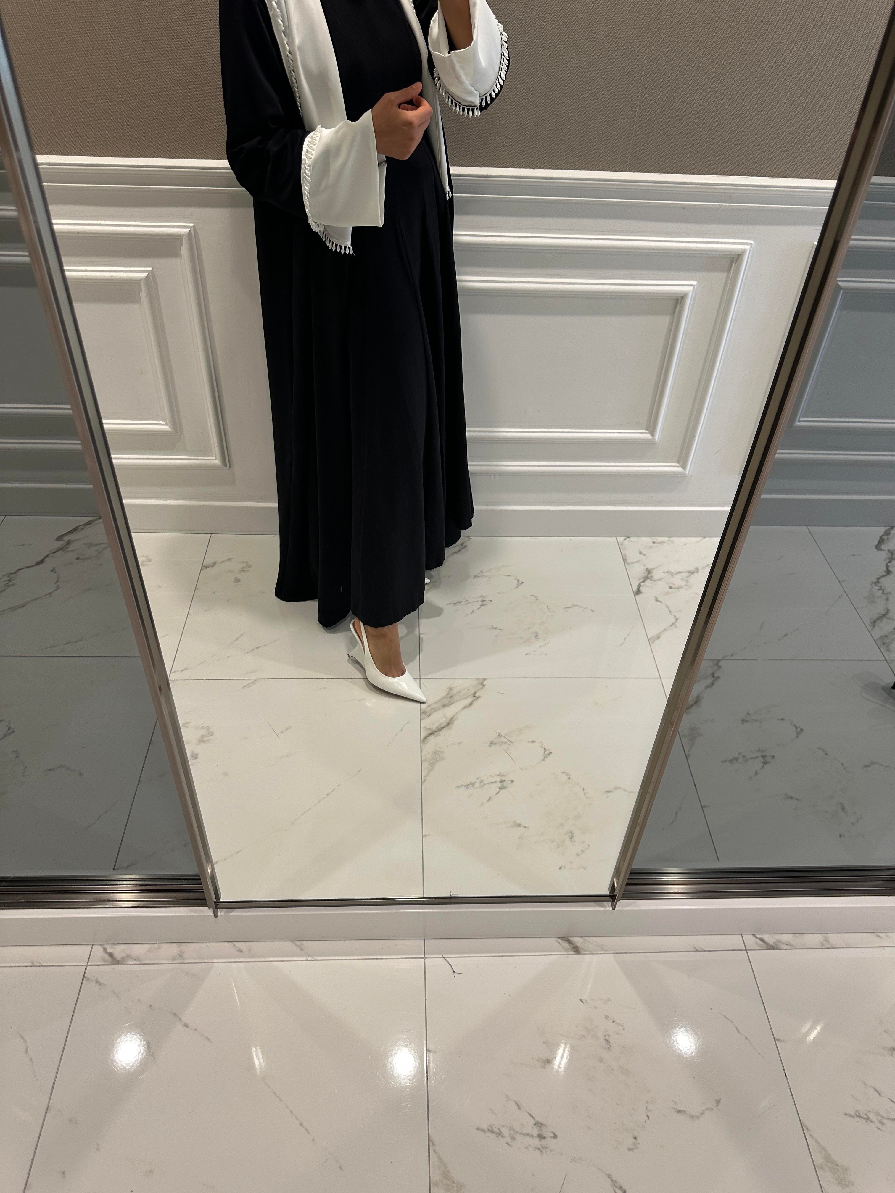 BLACK & WHİTE PEARL ABAYA