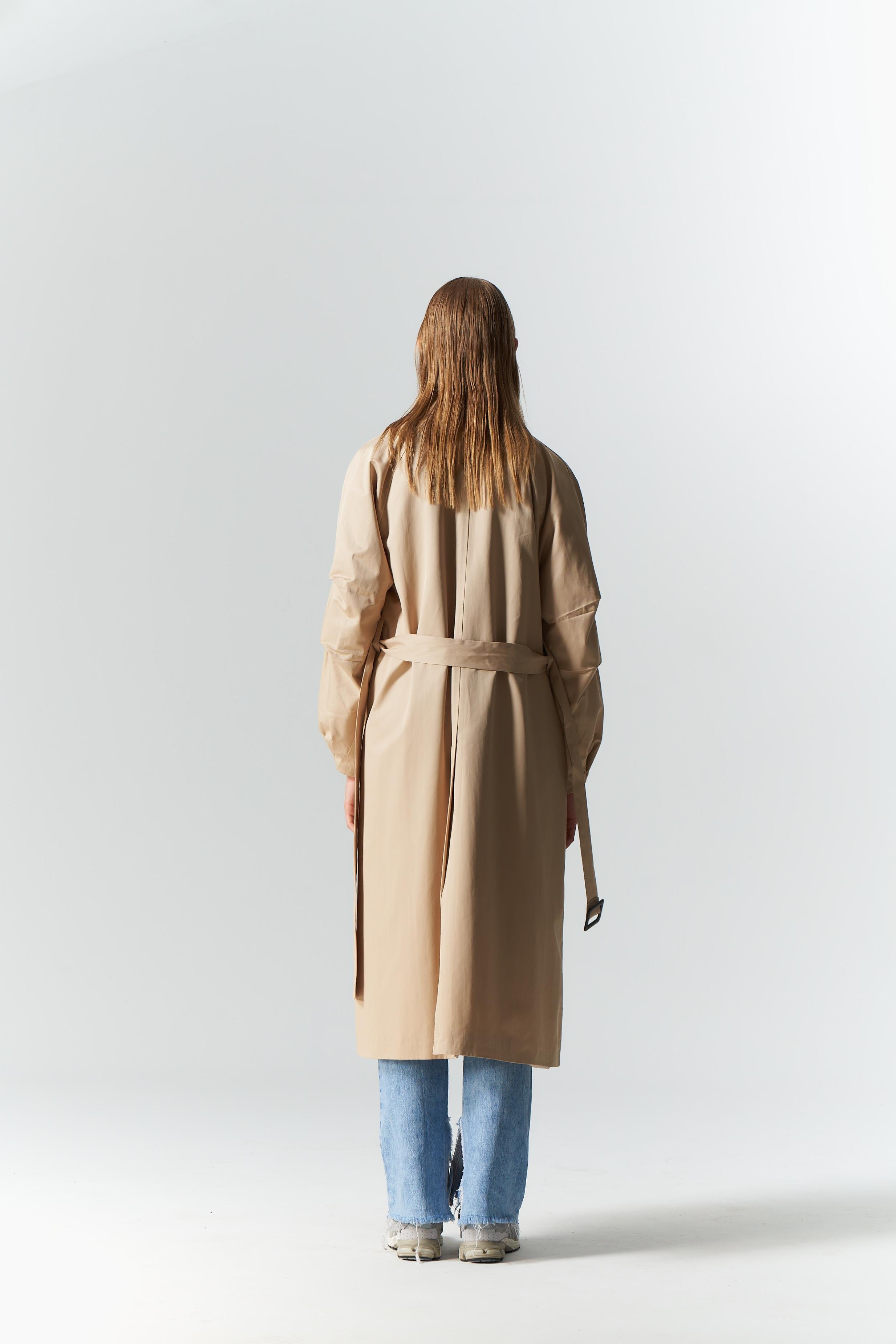 DERİ DETAY TRENCH COAT BEJ