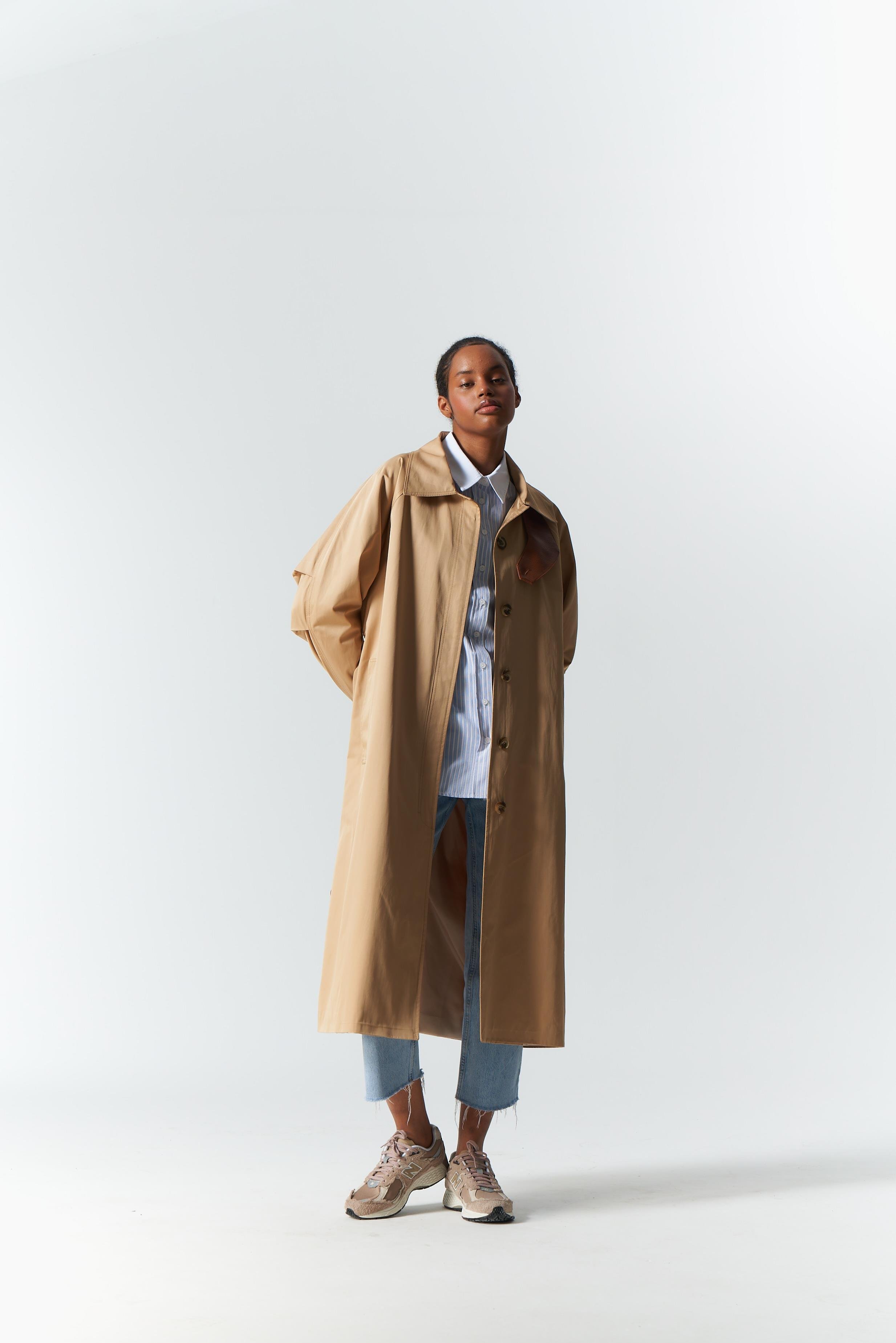 DERİ DETAY TRENCH COAT CAMEL