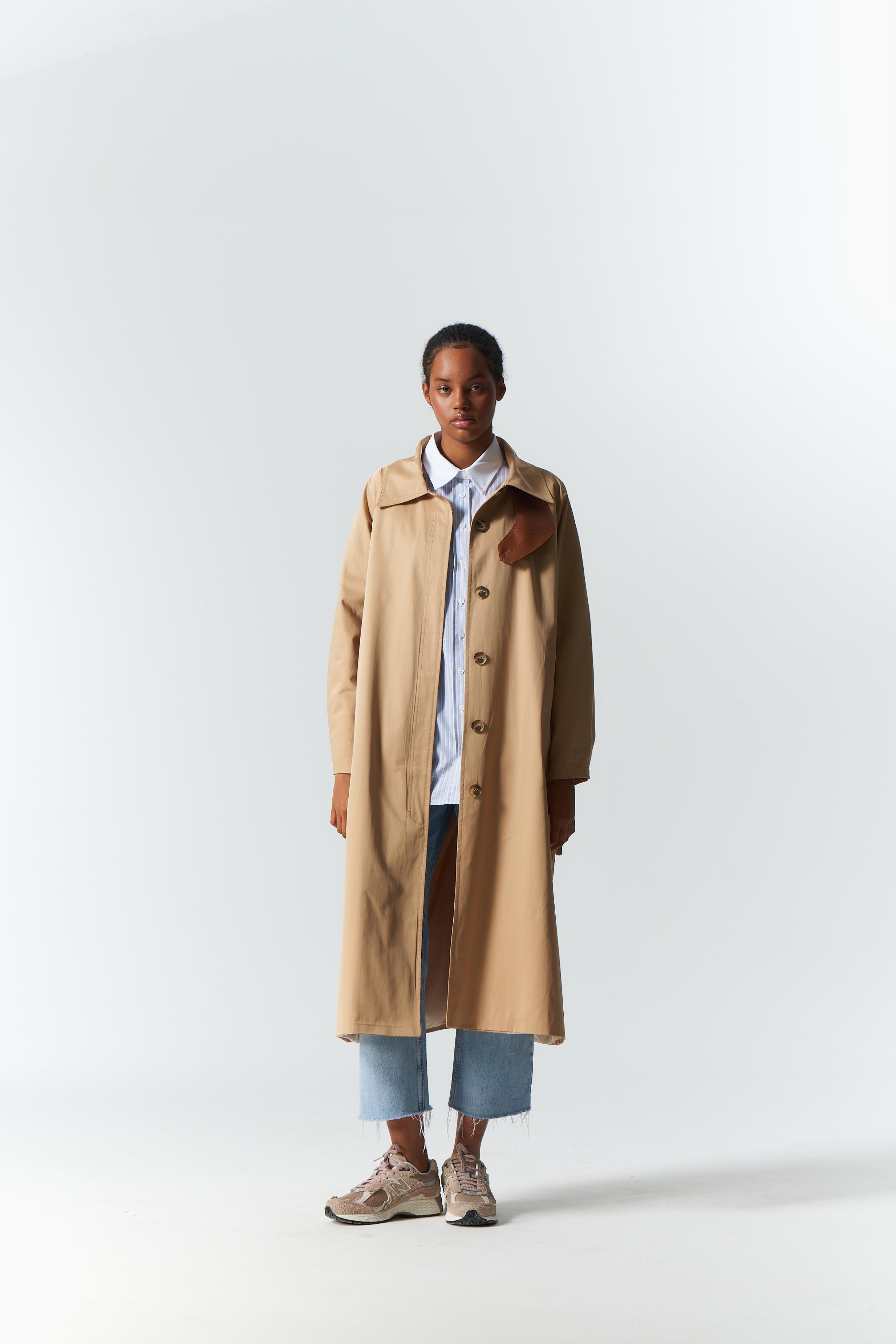 DERİ DETAY TRENCH COAT CAMEL