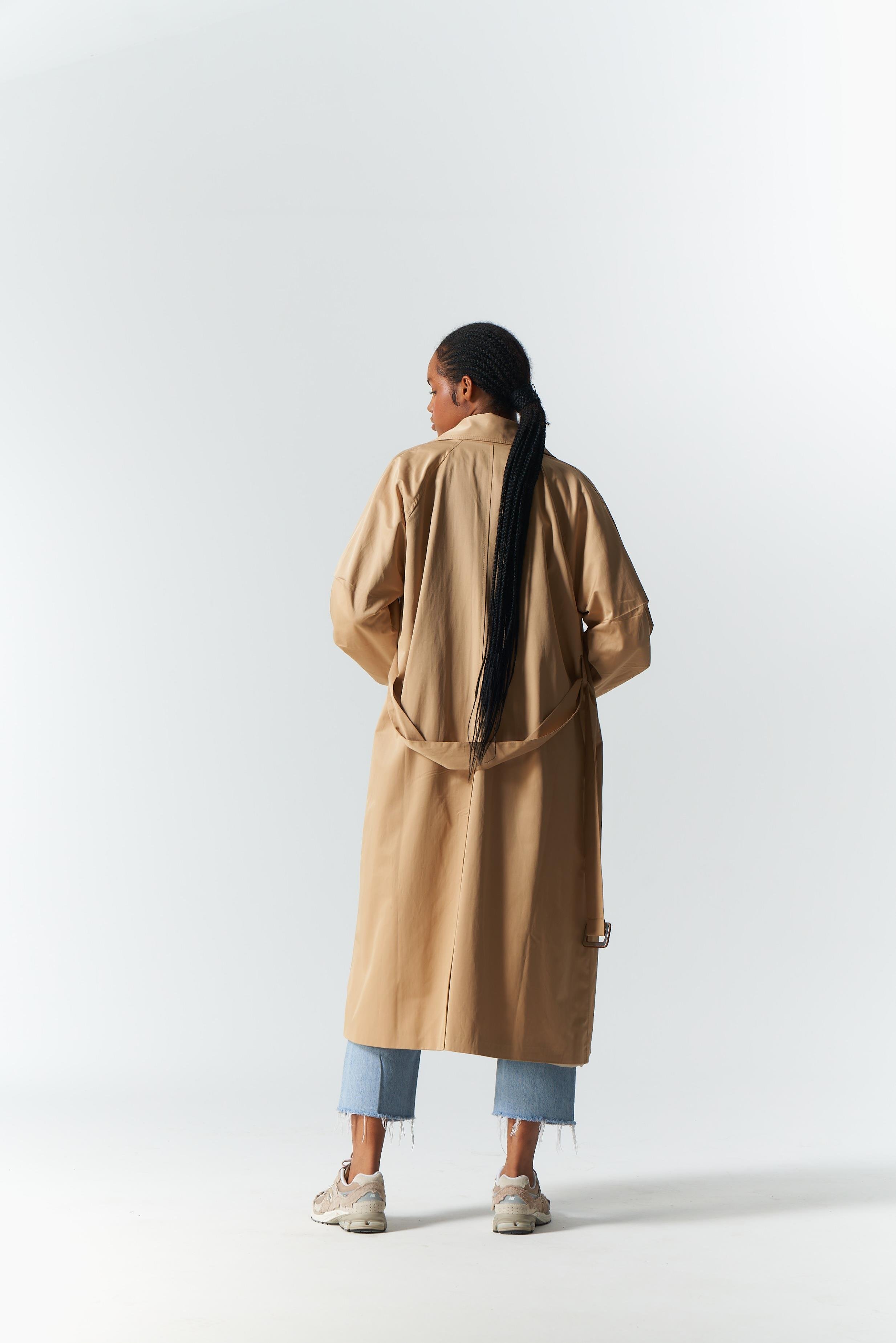 DERİ DETAY TRENCH COAT CAMEL