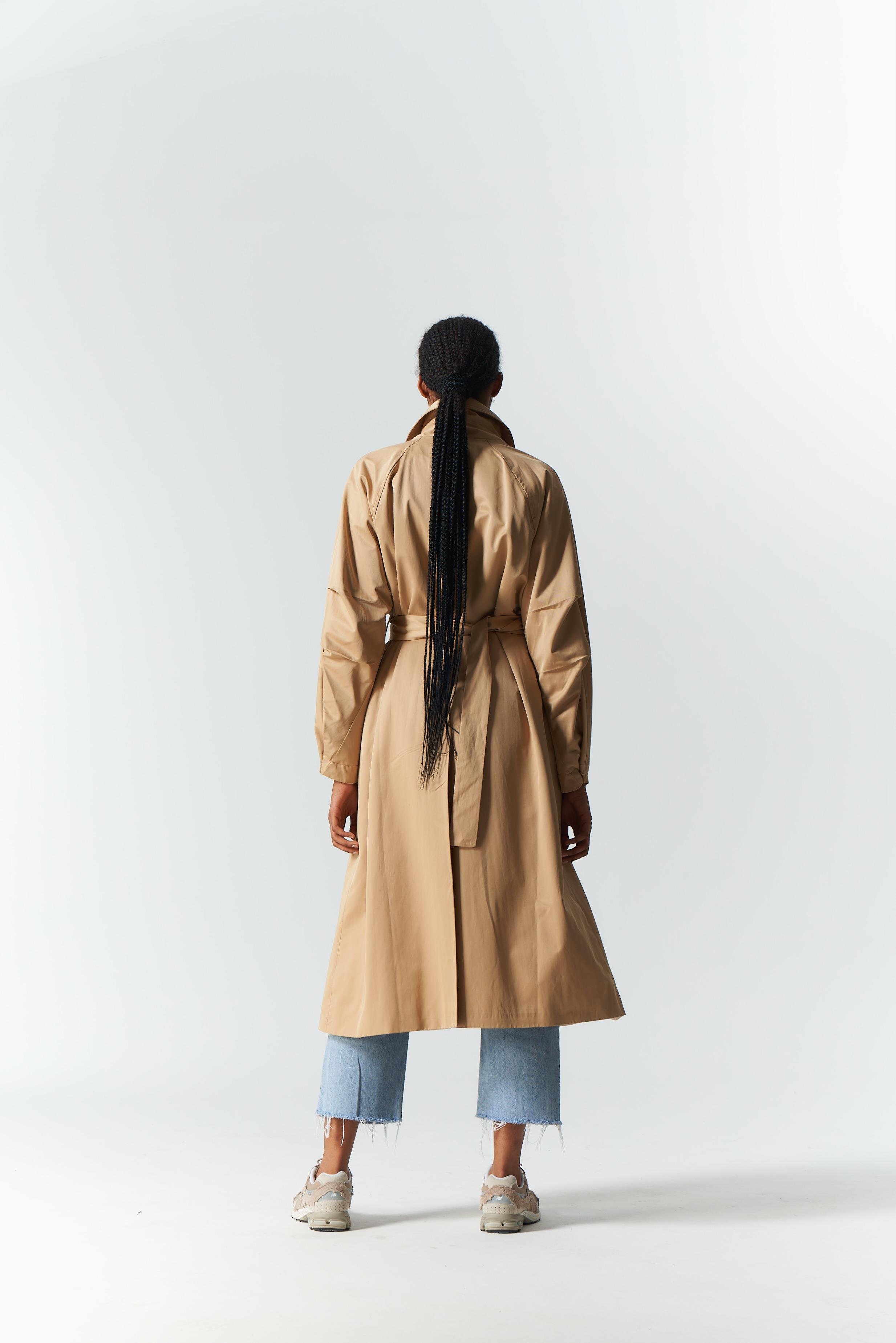 DERİ DETAY TRENCH COAT CAMEL