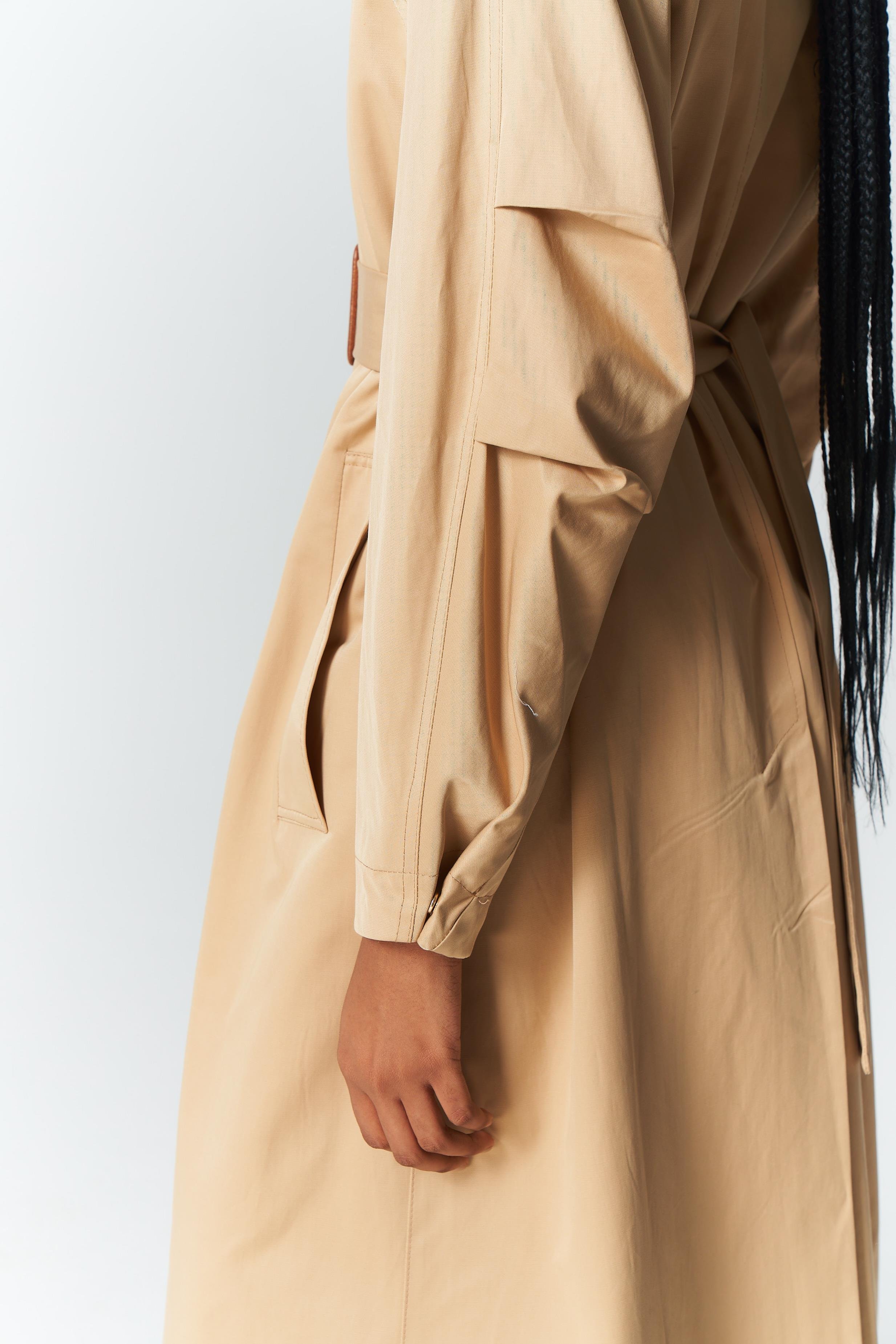 DERİ DETAY TRENCH COAT CAMEL