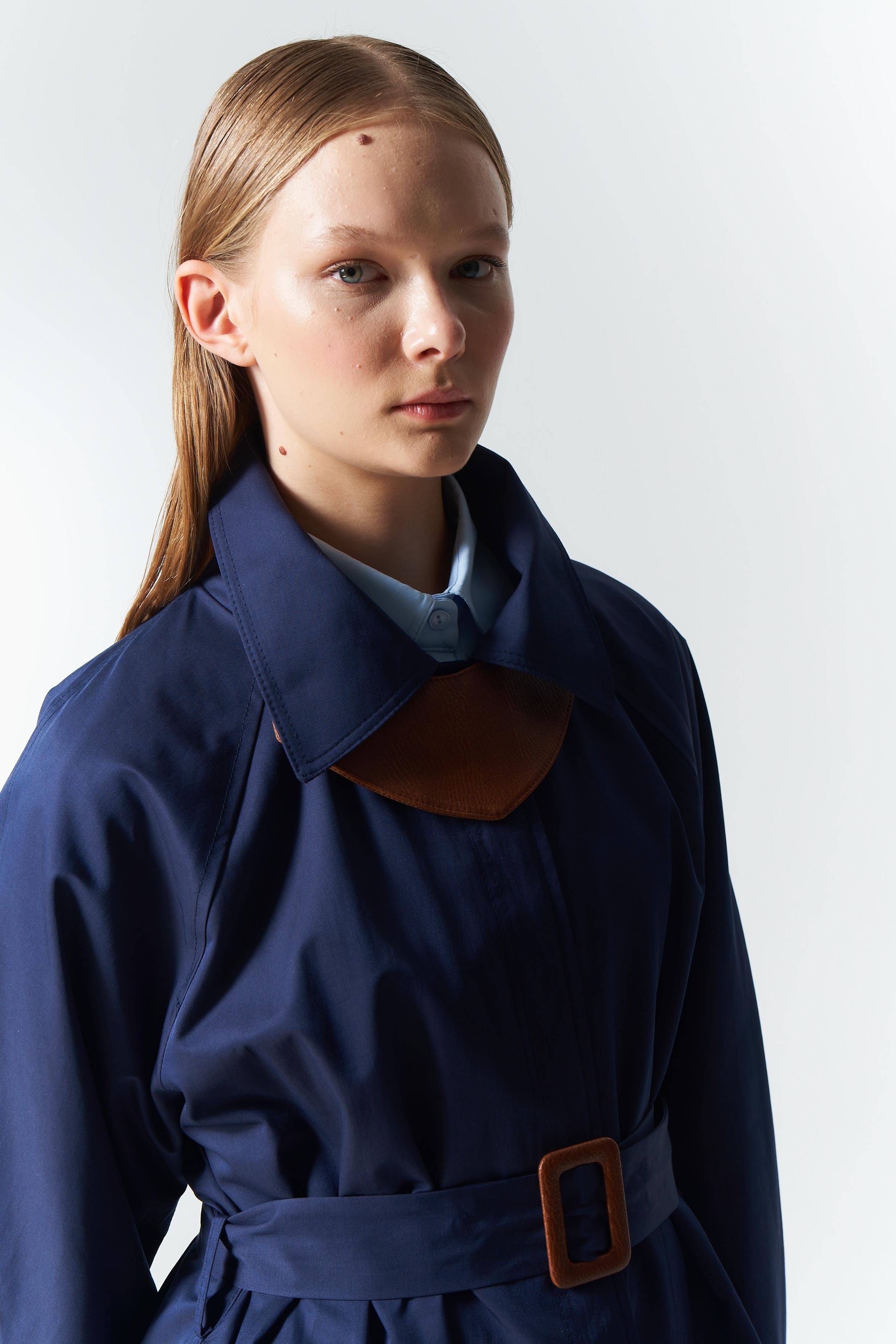 DERİ DETAY TRENCH COAT LACİ