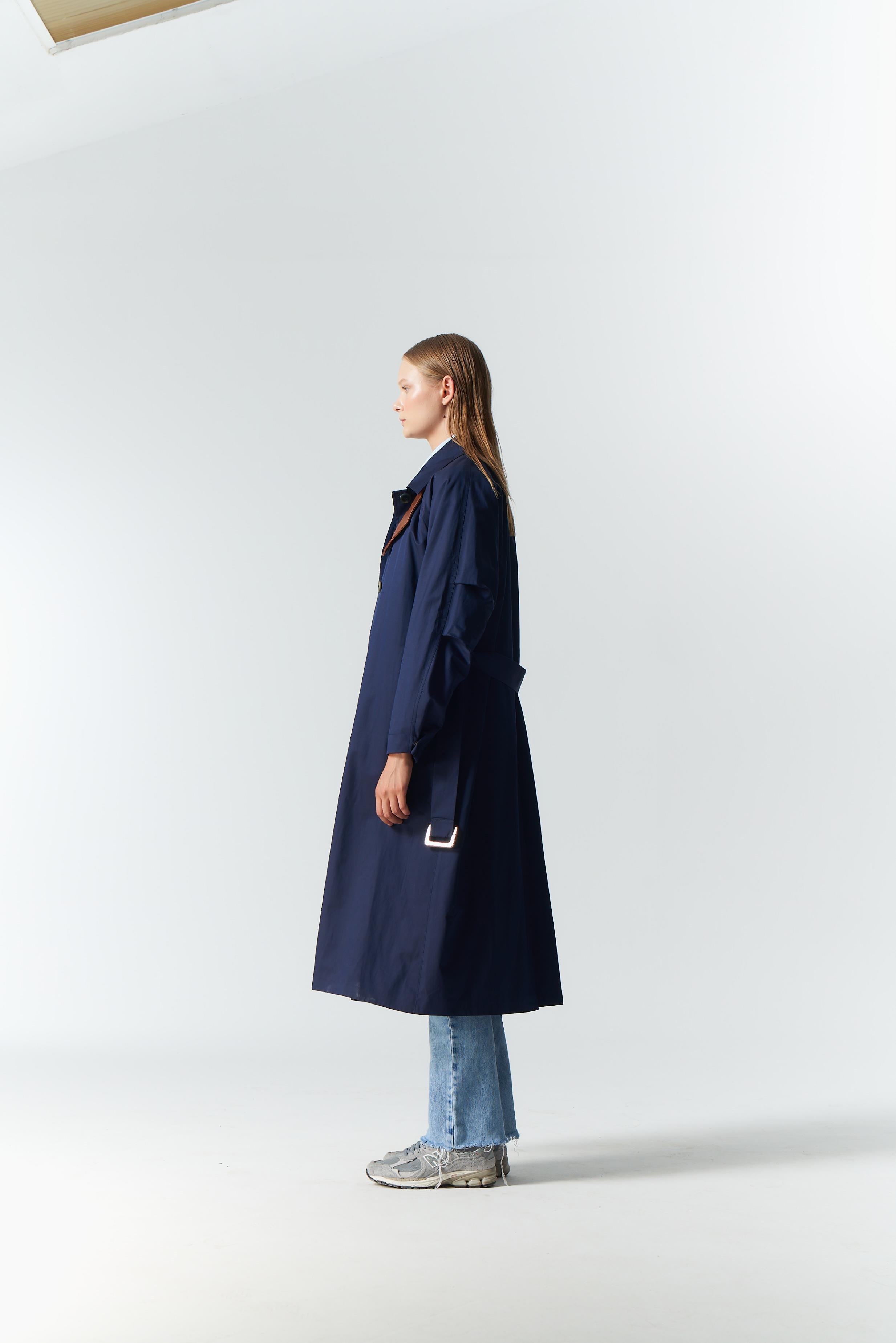DERİ DETAY TRENCH COAT LACİ