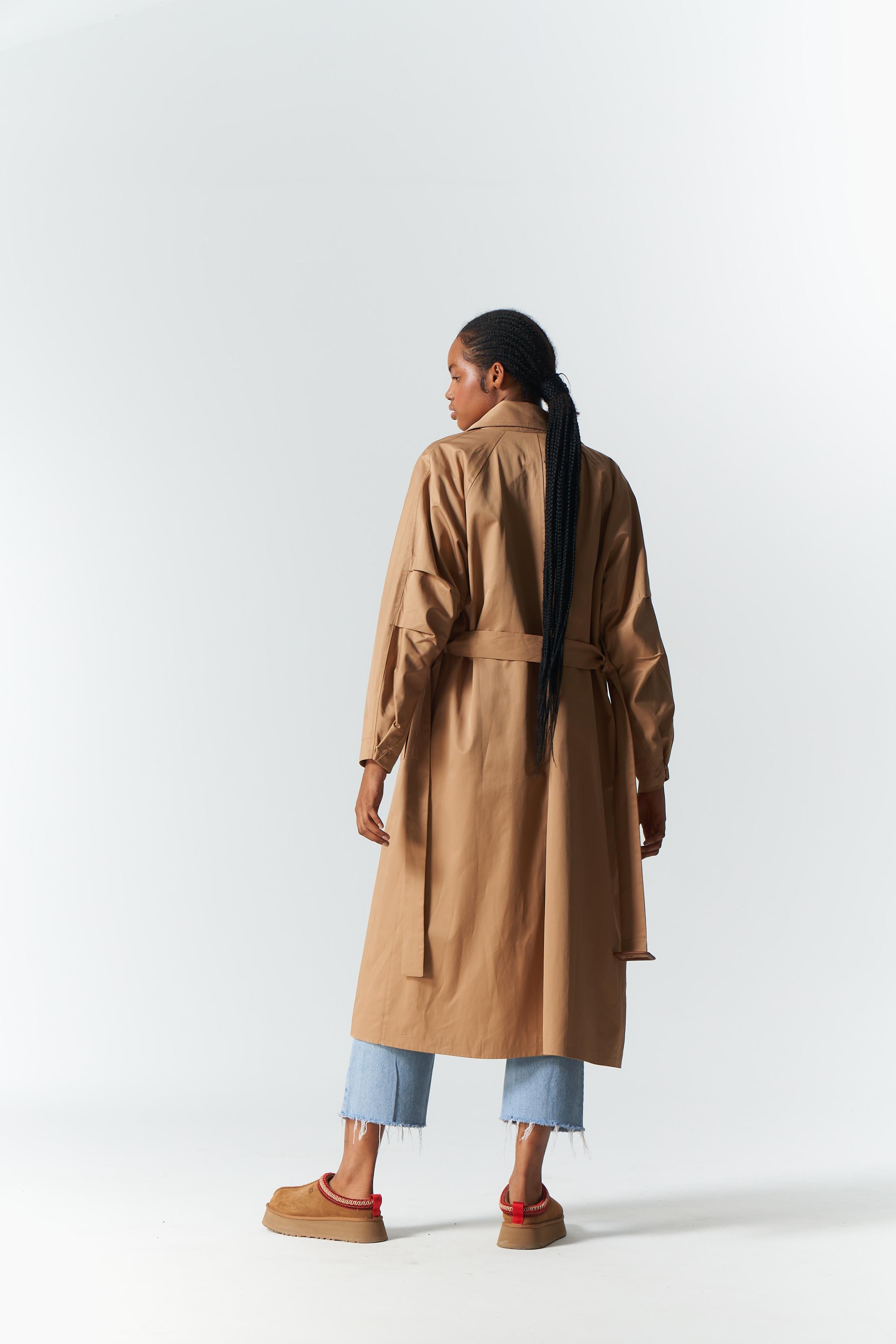 DERİ DETAY TRENCH COAT MOCHA