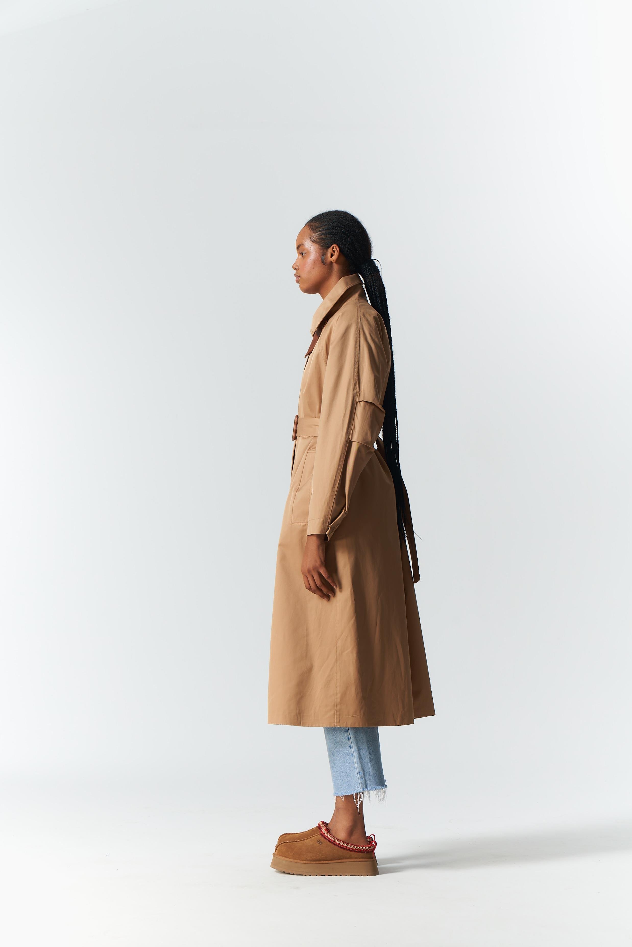 DERİ DETAY TRENCH COAT MOCHA